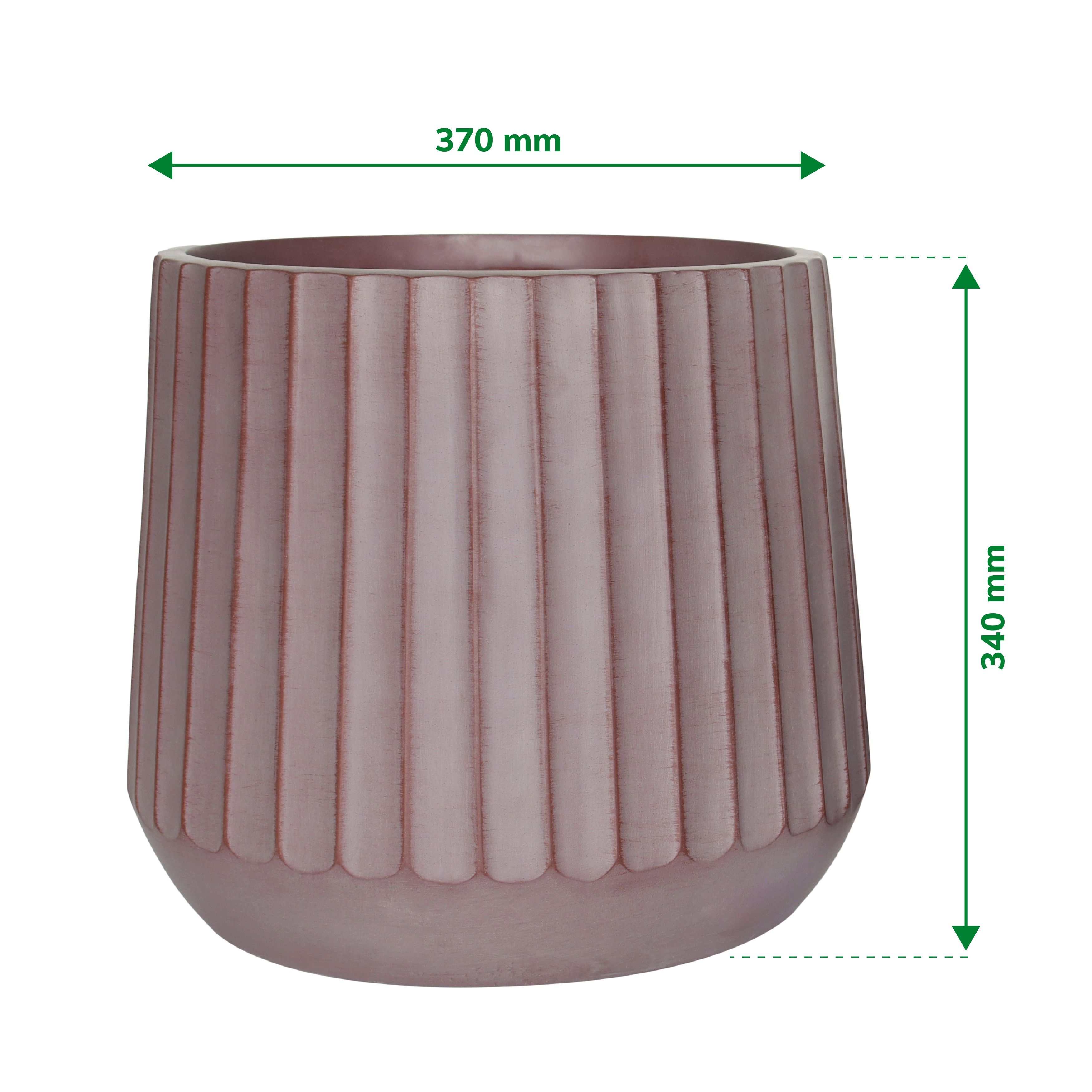 Verve Pink Wide ribbed Fibreclay Plant pot (Dia) 37cm, (H)34cm
