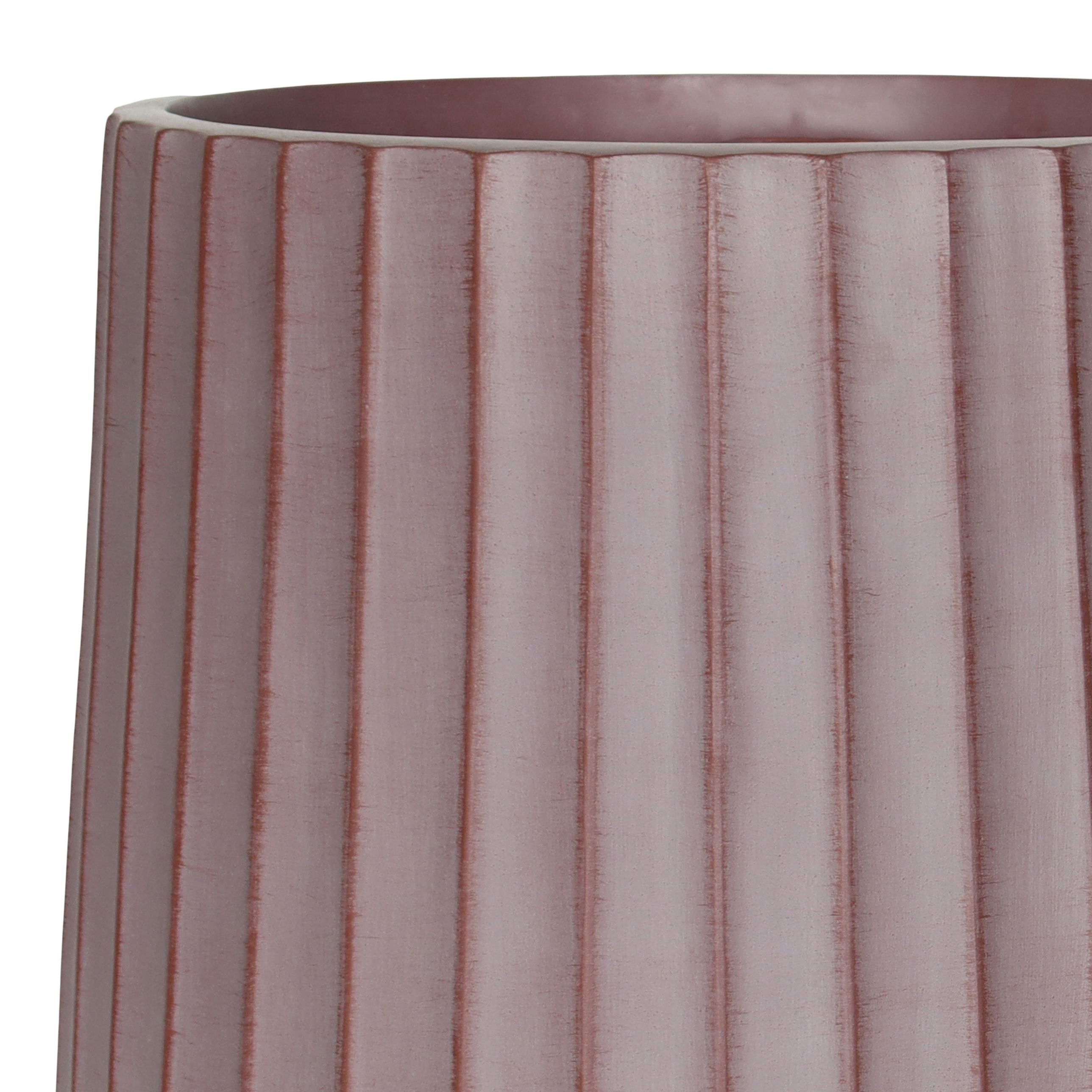 Verve Pink Wide ribbed Fibreclay Plant pot (Dia) 37cm, (H)34cm