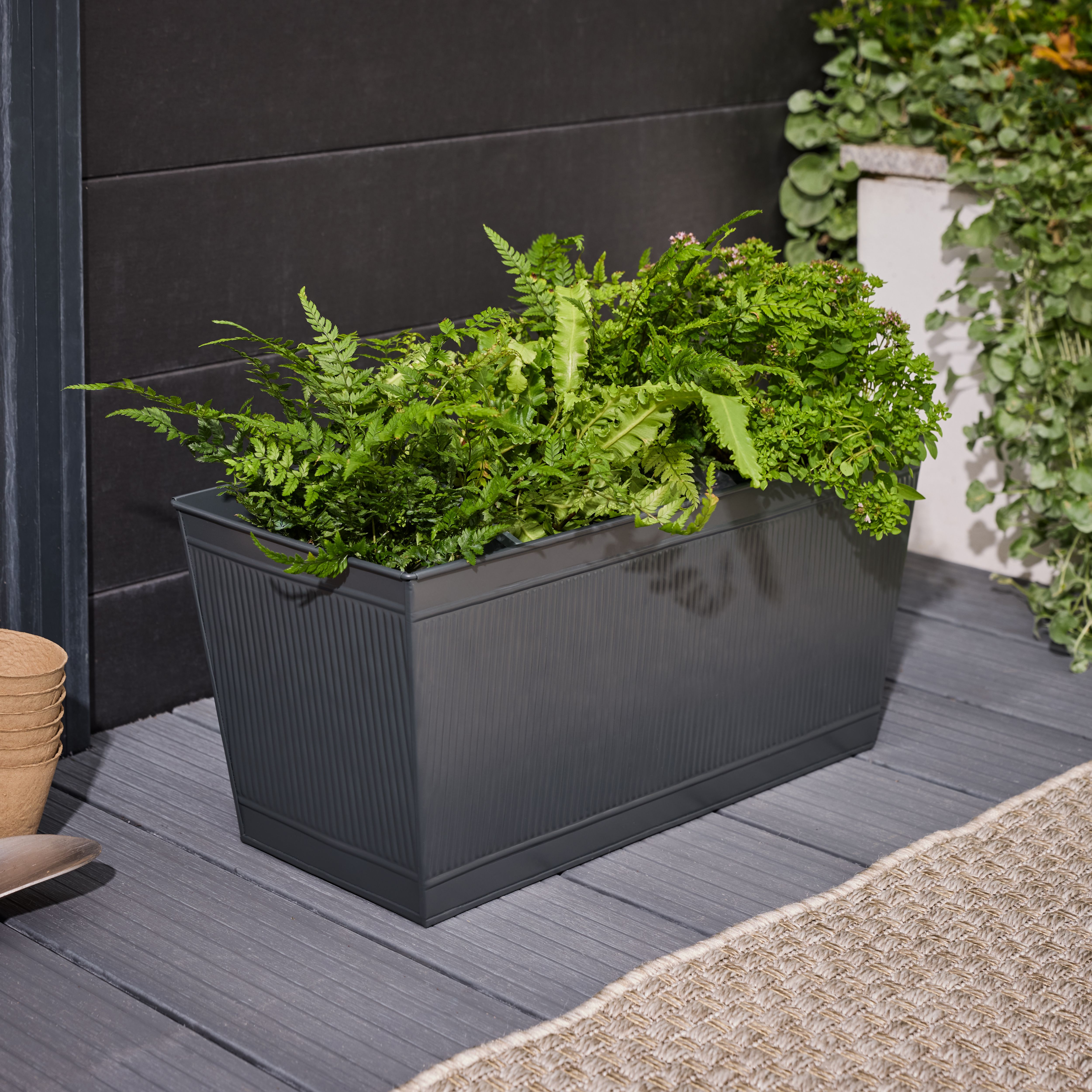 Verve Rectangular Metal Planter 6L - Grey