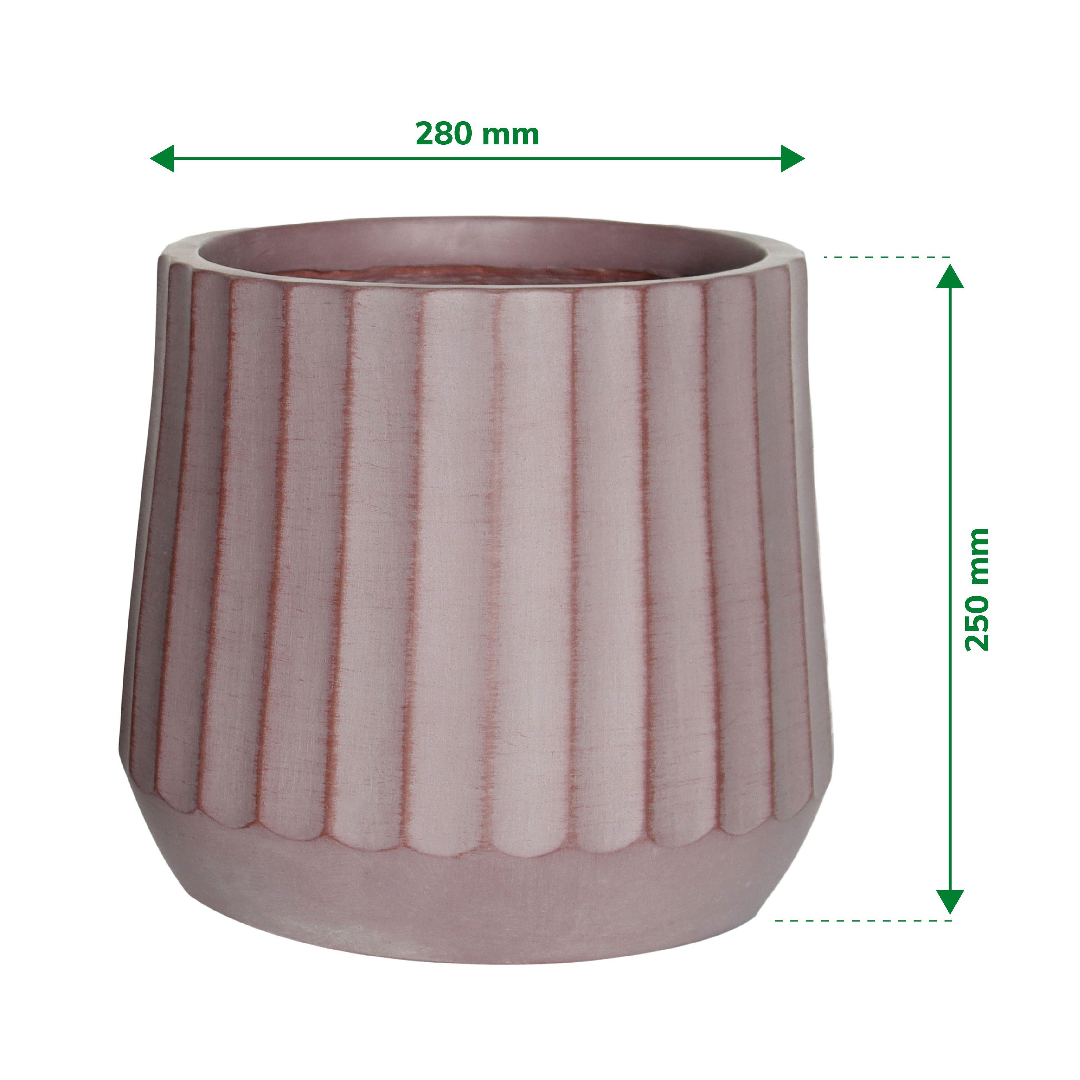 Verve Red Wide ribbed Fibreclay Plant pot (Dia) 28cm, (H)25cm