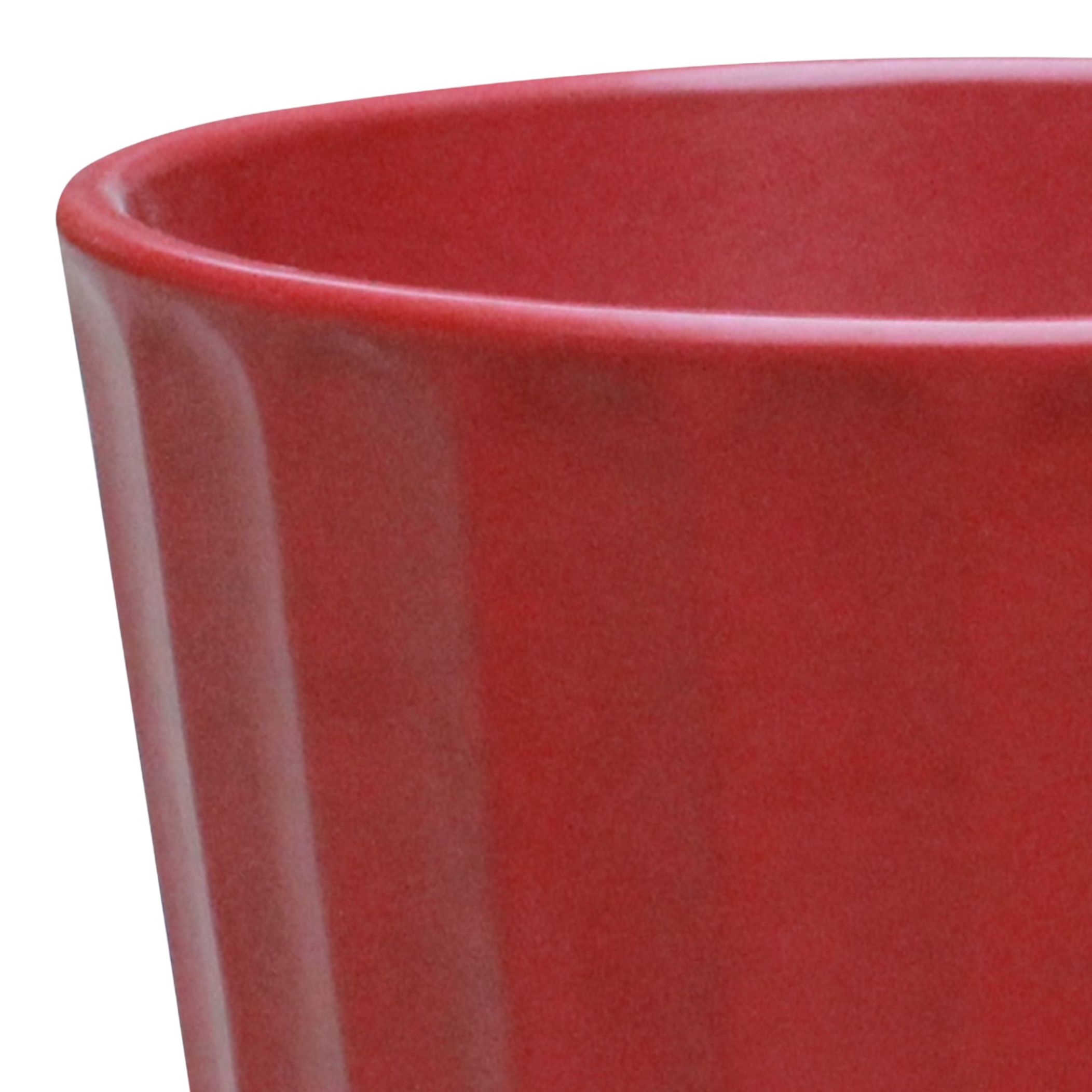 Verve Scarlet Sage Red Ribbed Clay Plant pot (Dia) 11cm, (H)10cm
