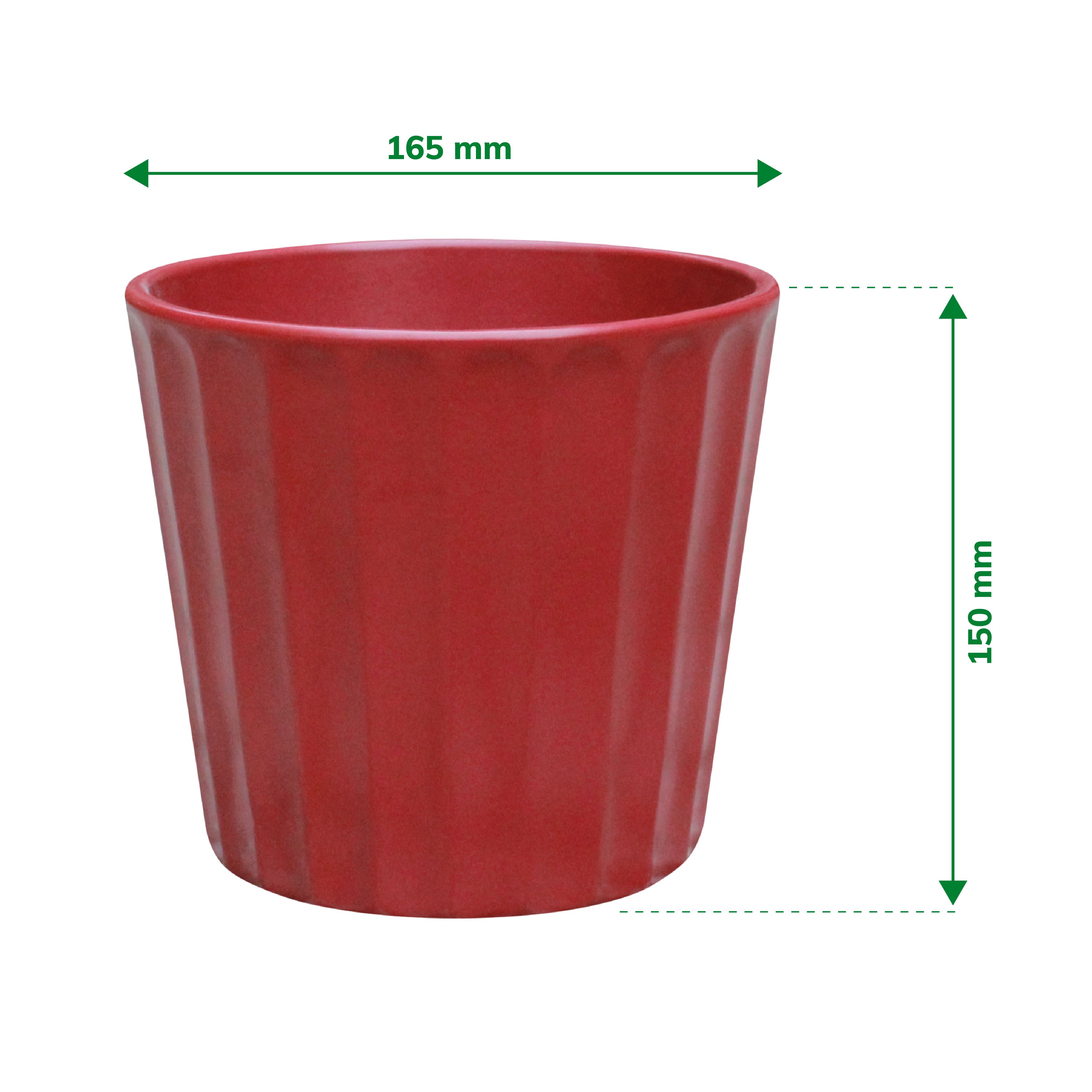 Verve Scarlet Sage Red Ribbed Clay Plant pot (Dia) 14.5cm, (H)13cm
