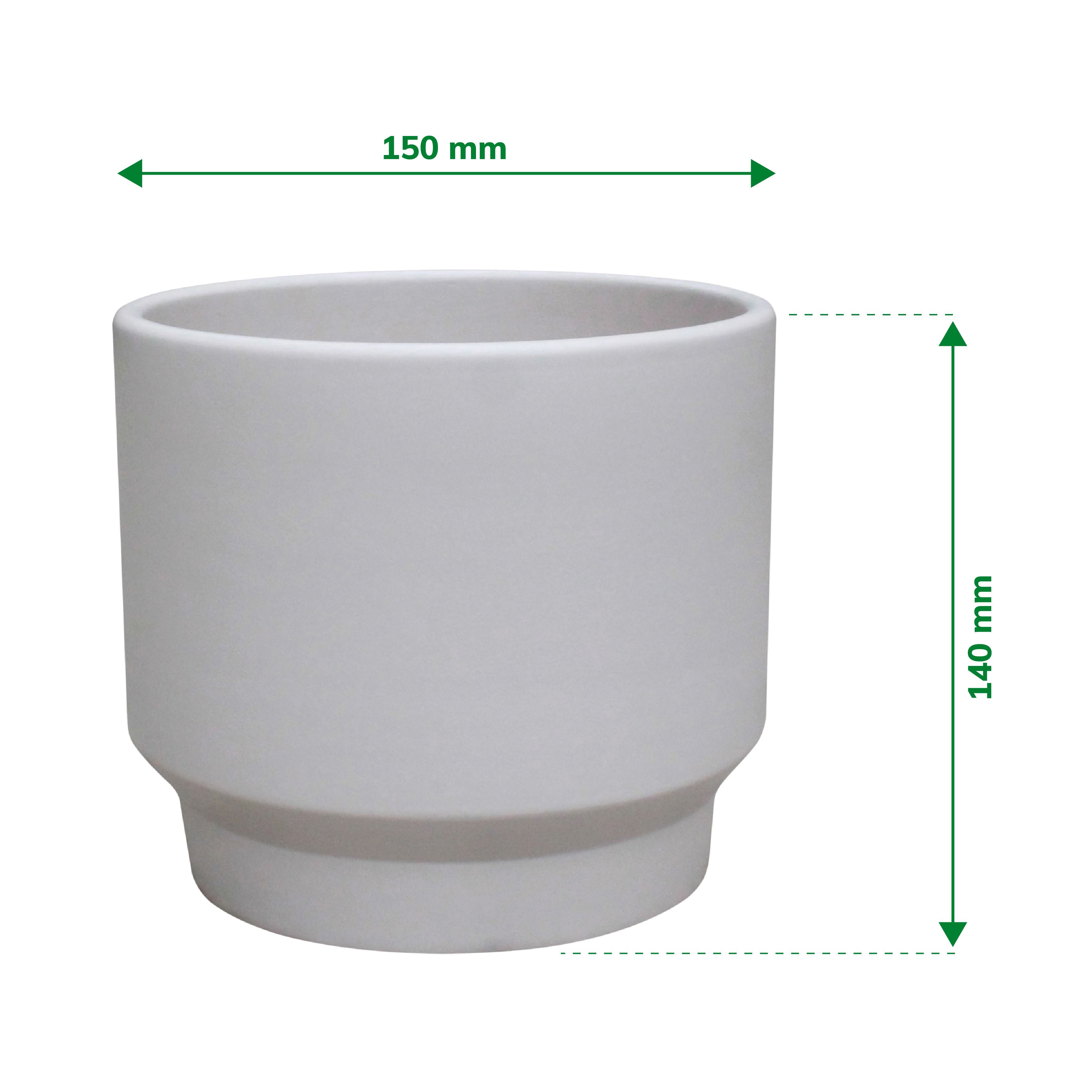Verve Sheer bliss Cream Clay Plant pot (Dia) 14cm, (H)14cm