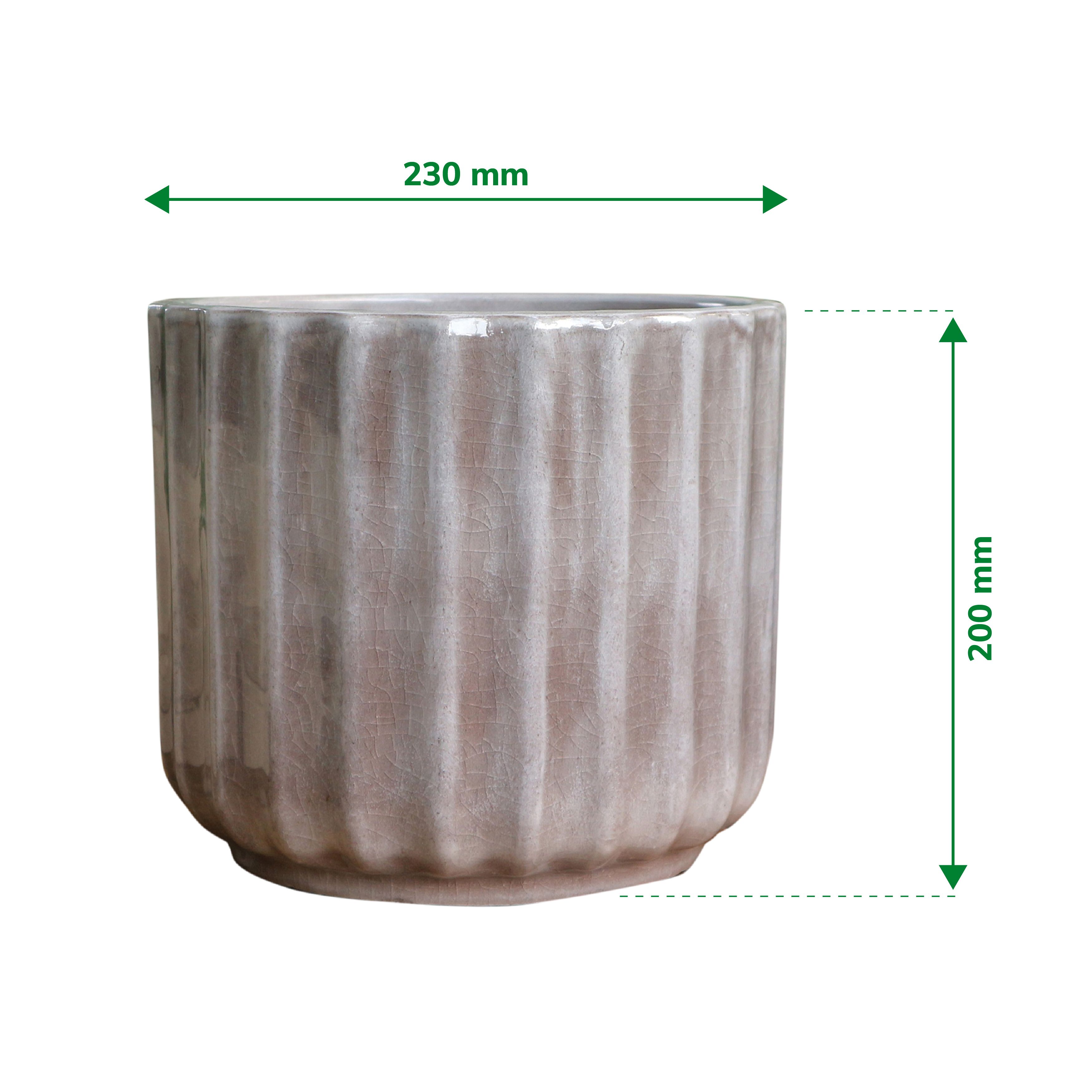 Verve Silver Grey Ceramic Glazed Plant pot (Dia) 20cm, (H)20cm