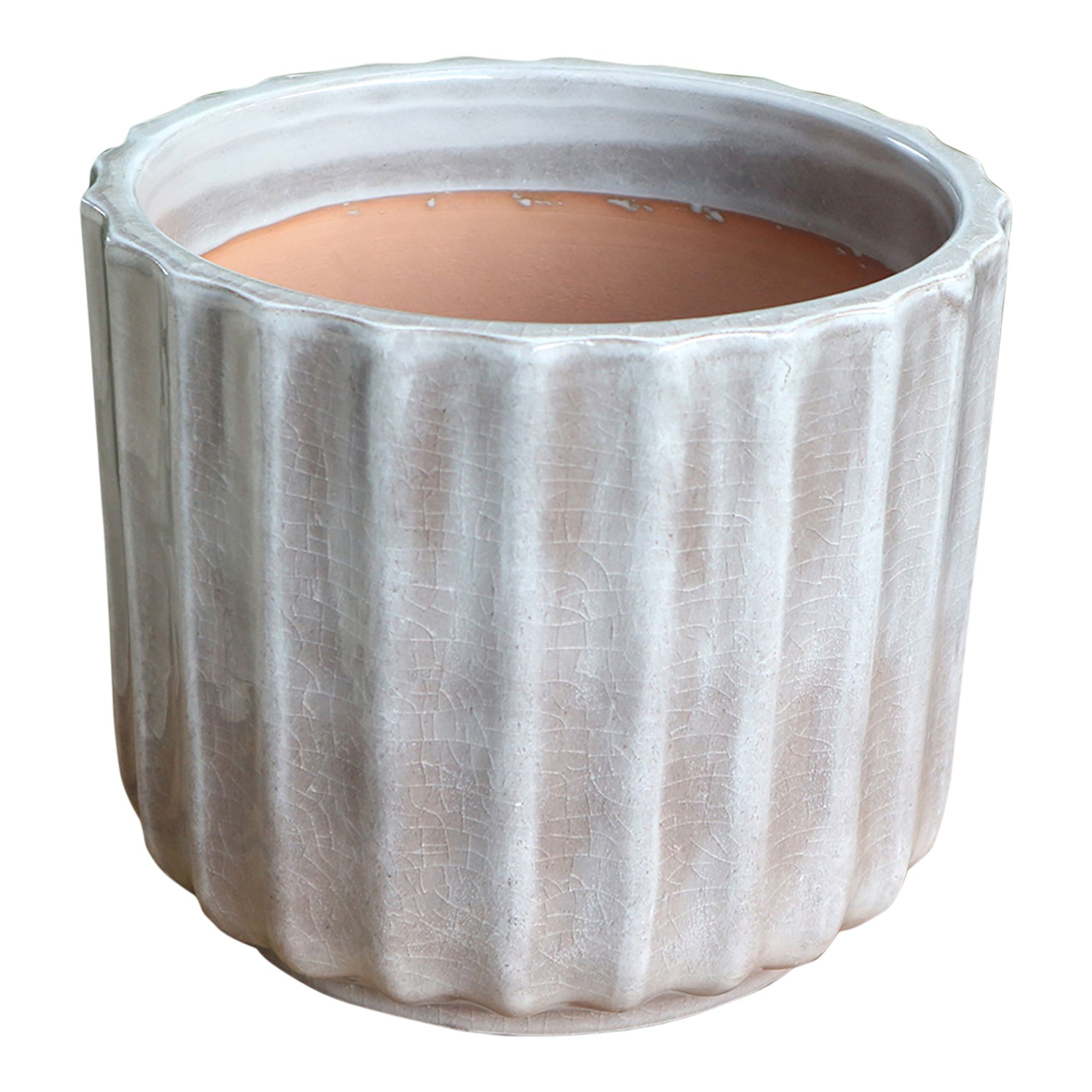 Verve Silver Grey Ceramic Glazed Plant pot (Dia) 20cm, (H)20cm