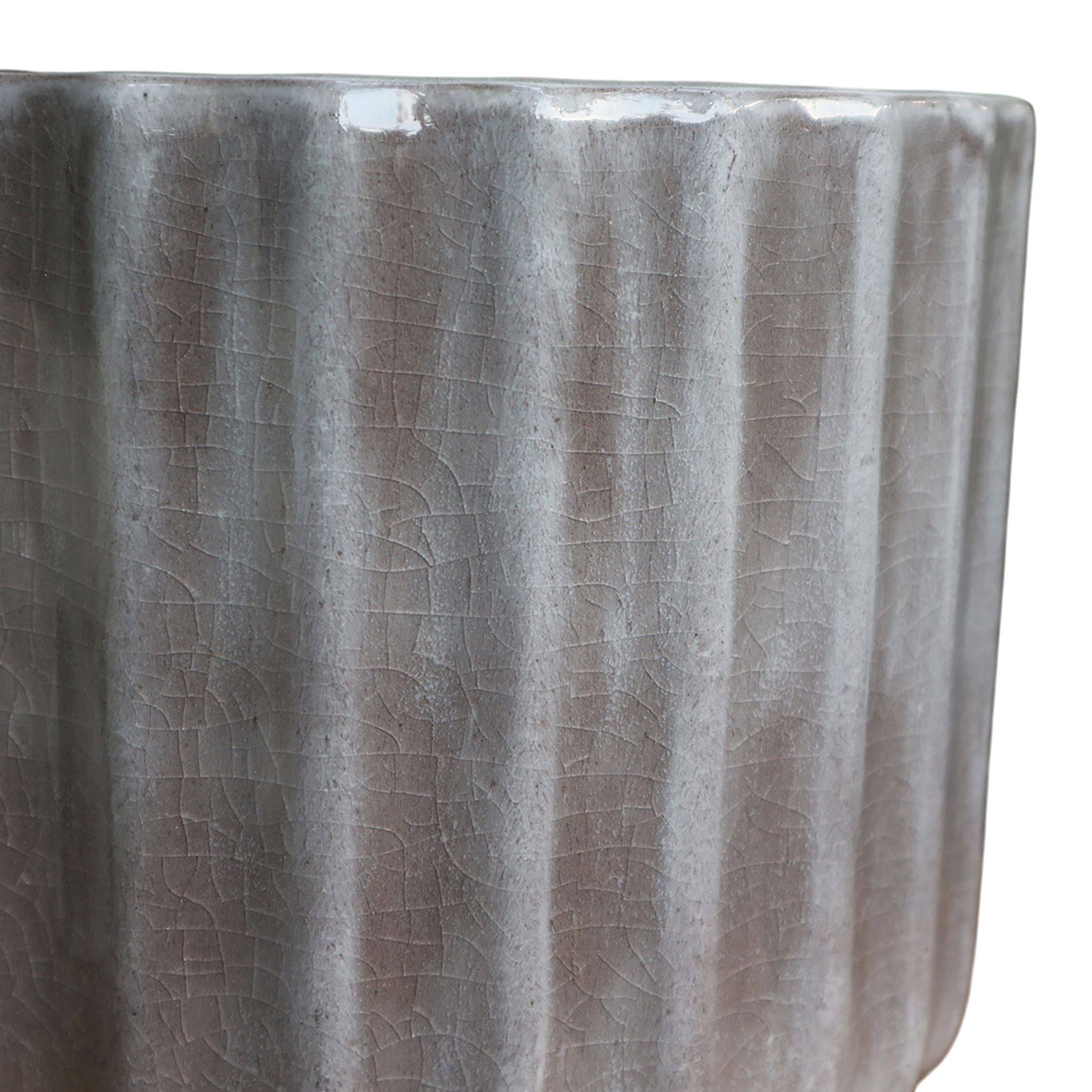 Verve Silver Grey Ceramic Glazed Plant pot (Dia) 20cm, (H)20cm