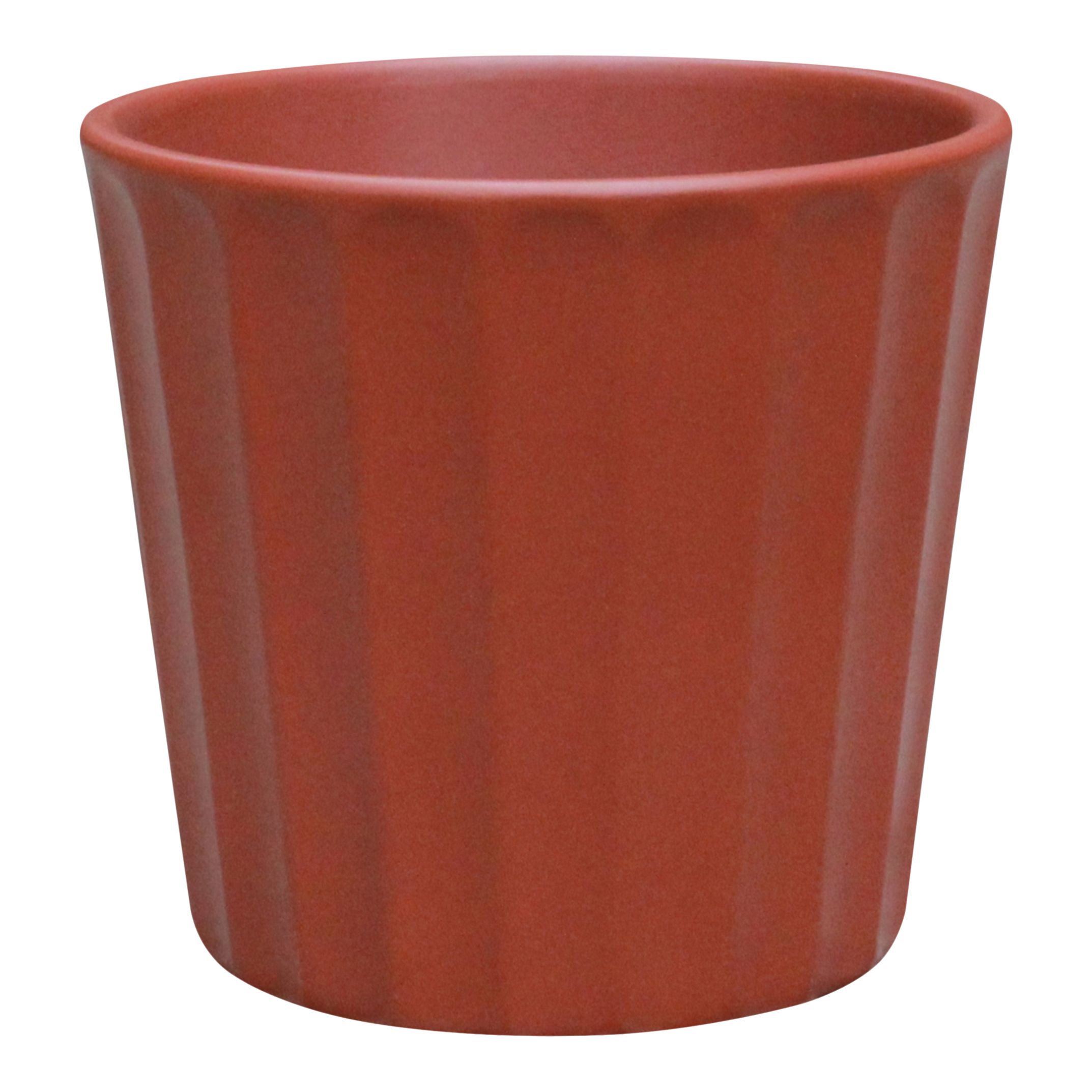 Verve Sunburn Orange Ribbed Clay Plant pot (Dia) 11cm, (H)10cm
