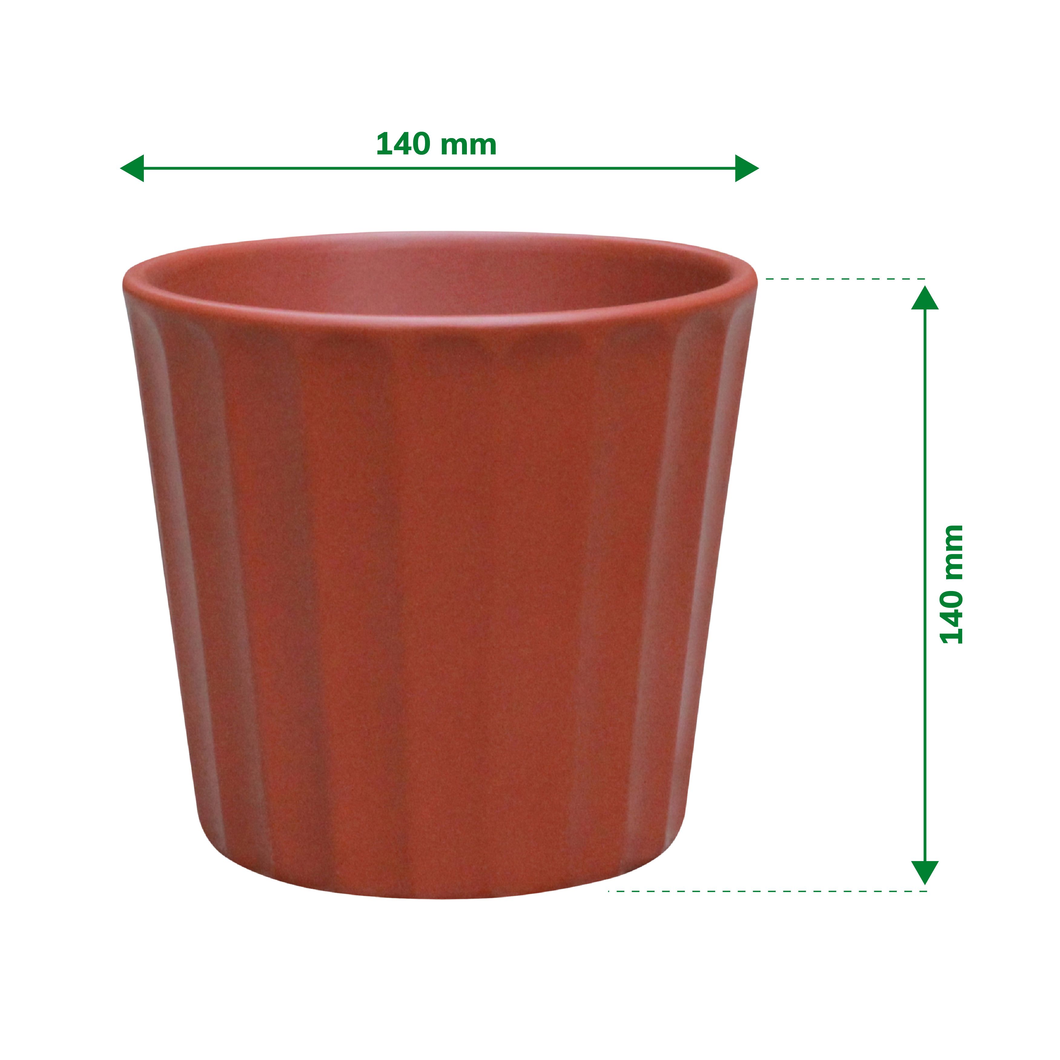 Verve Sunburn Orange Ribbed Clay Plant pot (Dia) 11cm, (H)10cm