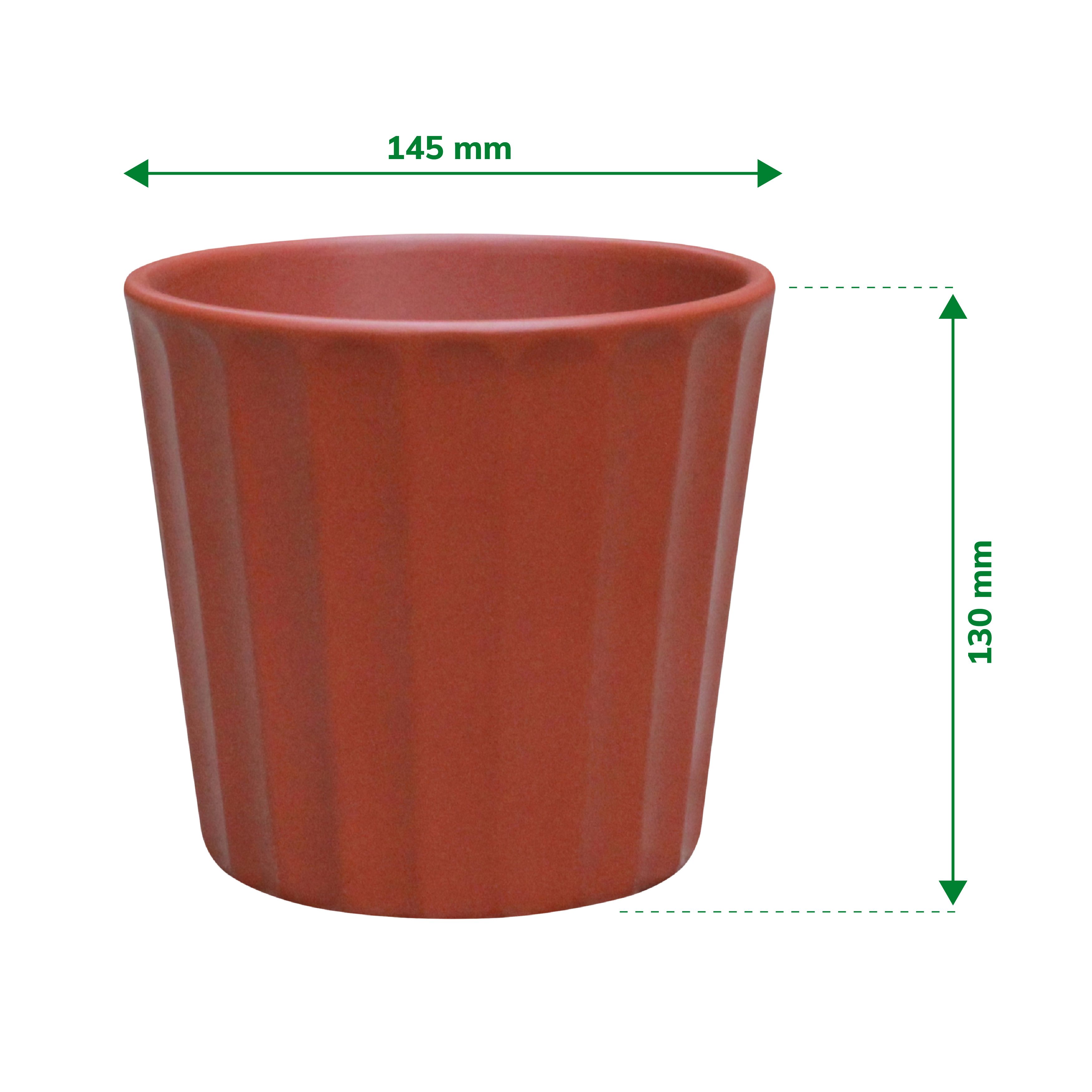 Verve Sunburn Orange Ribbed Clay Plant pot (Dia) 14.5cm, (H)13cm