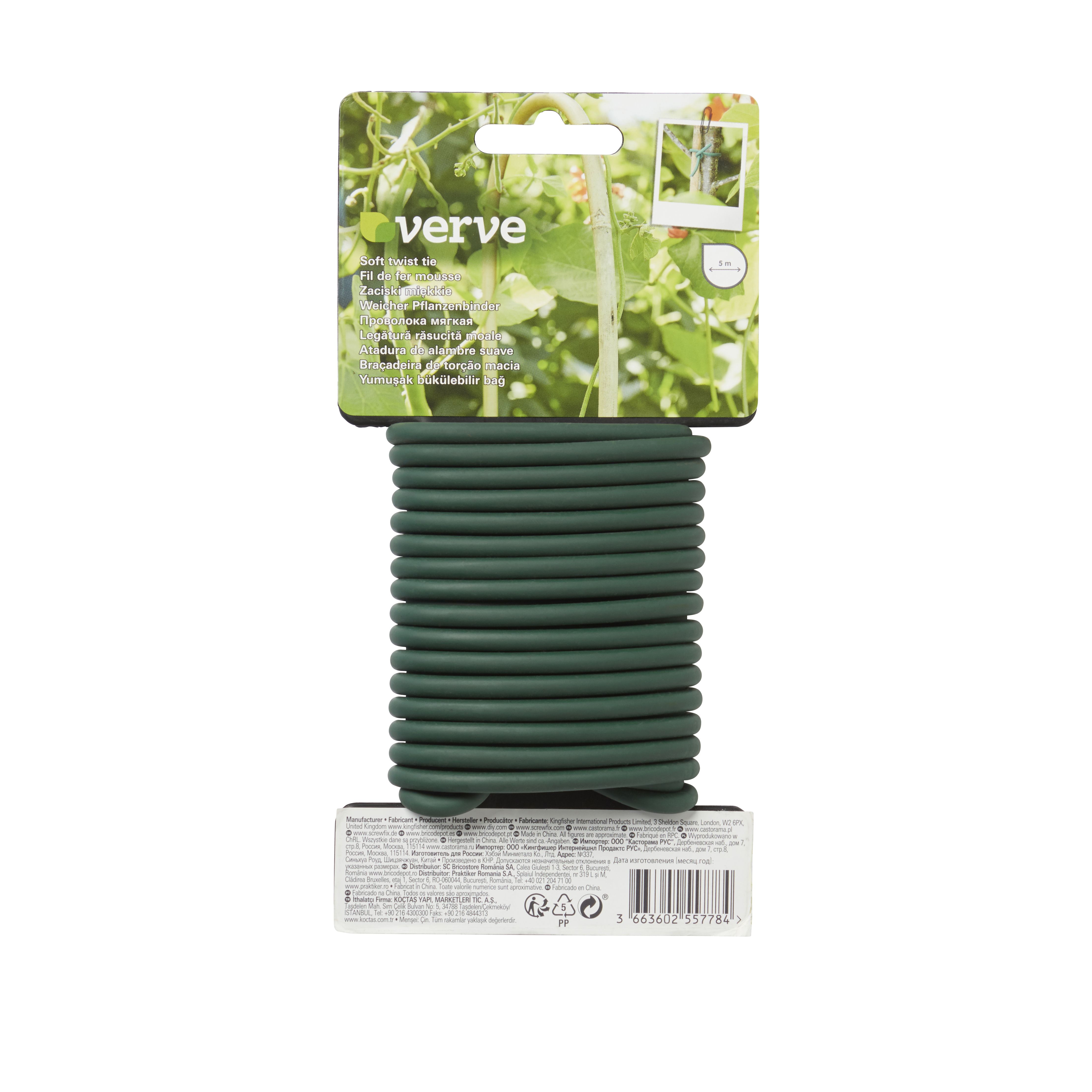 Verve Twist Green Plastic & steel Plant tie (L)5m