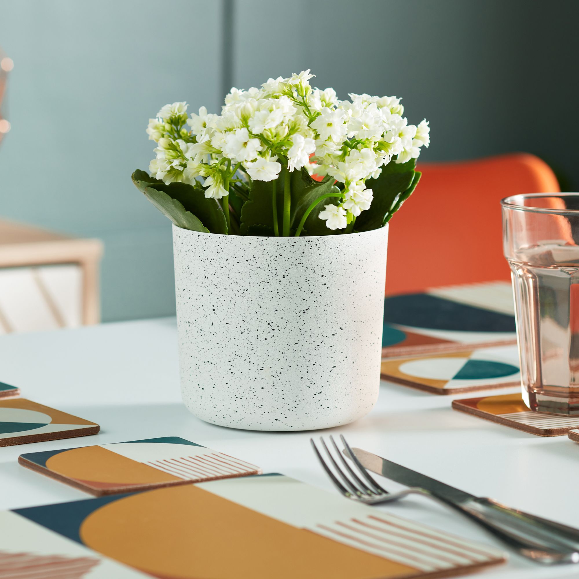 Verve White Recycled plastic Plant pot (Dia) 13cm, (H)12cm