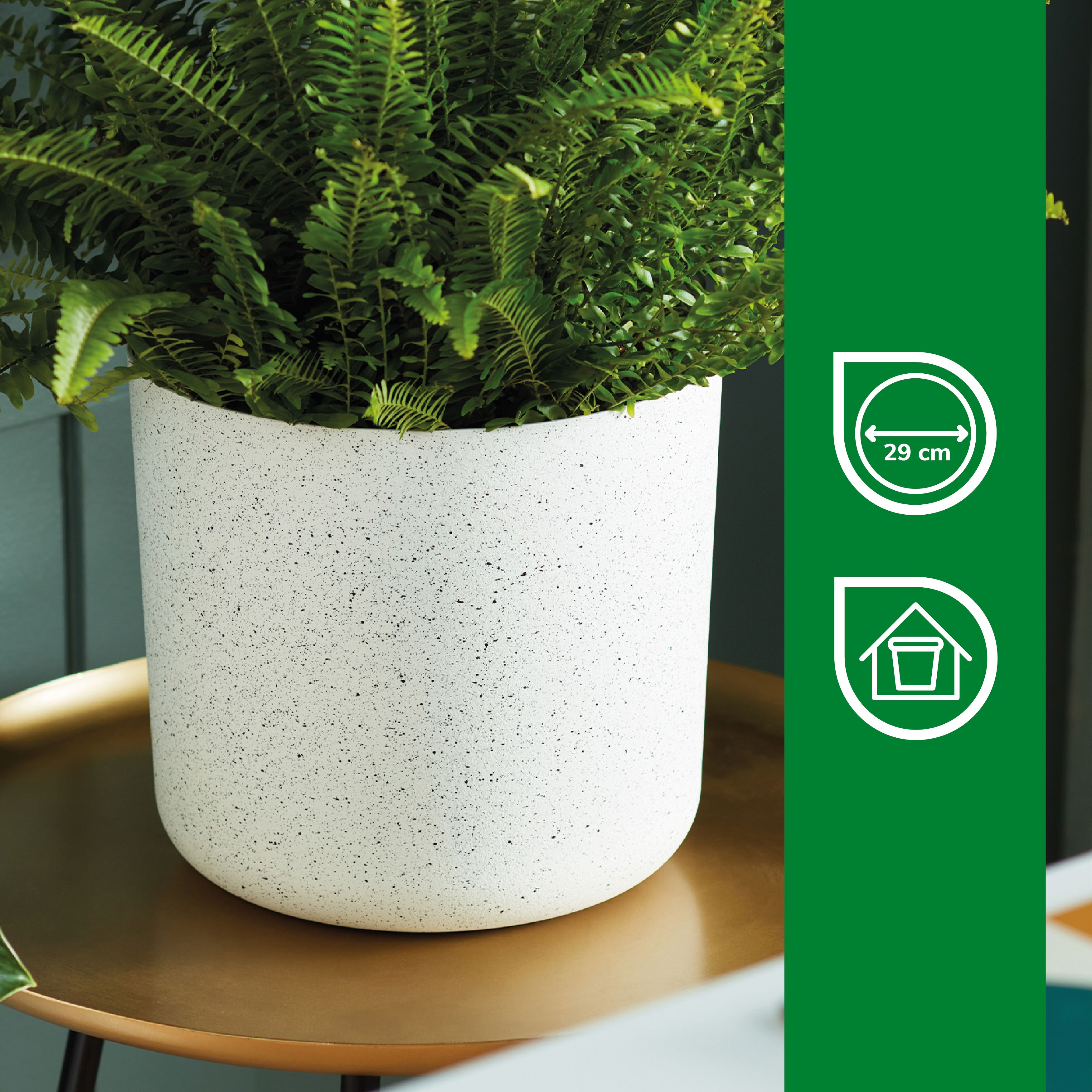 Verve White Recycled plastic Plant pot (Dia) 13cm, (H)28cm