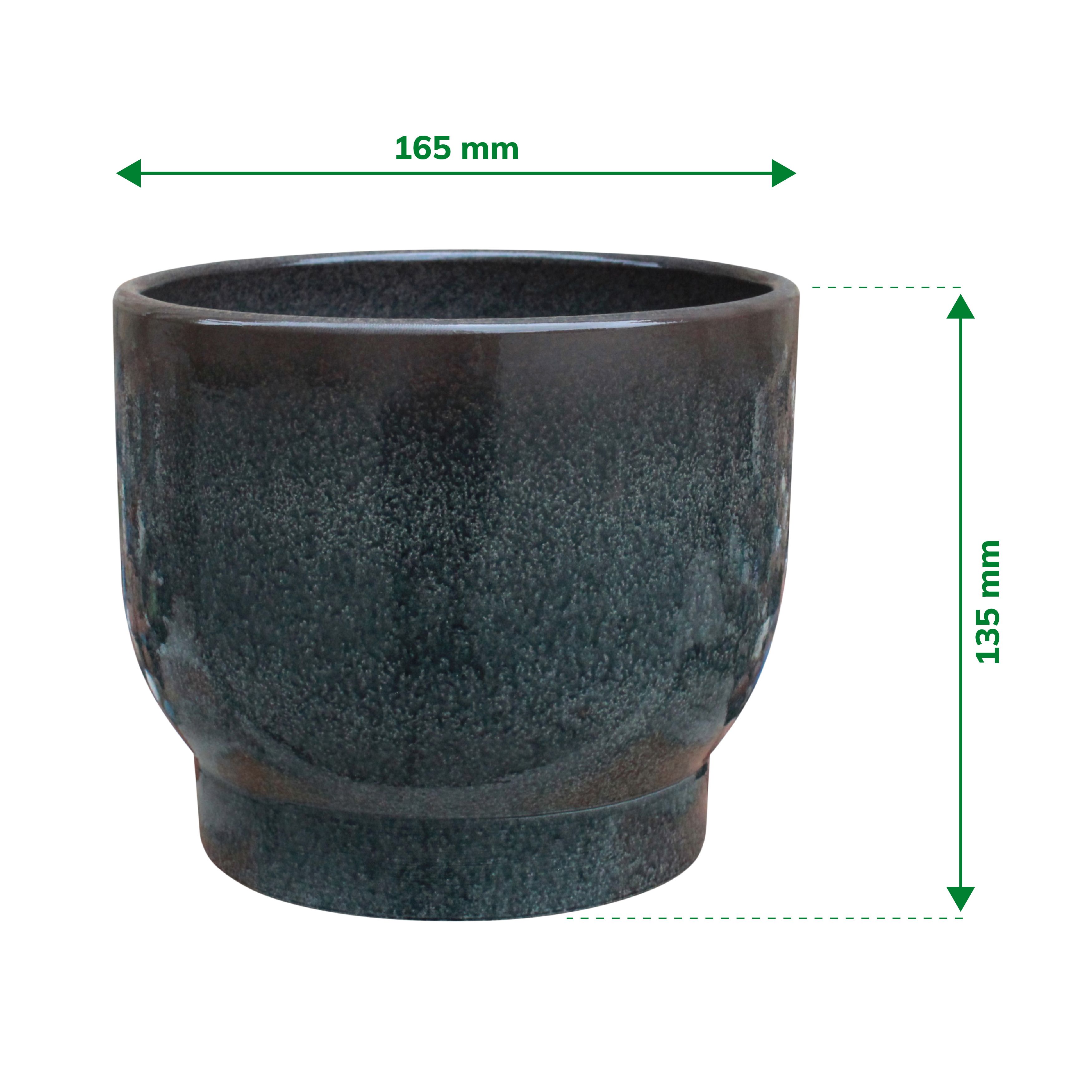 Verve Zen black Clay Plant pot (Dia) 16.5cm, (H)13.5cm
