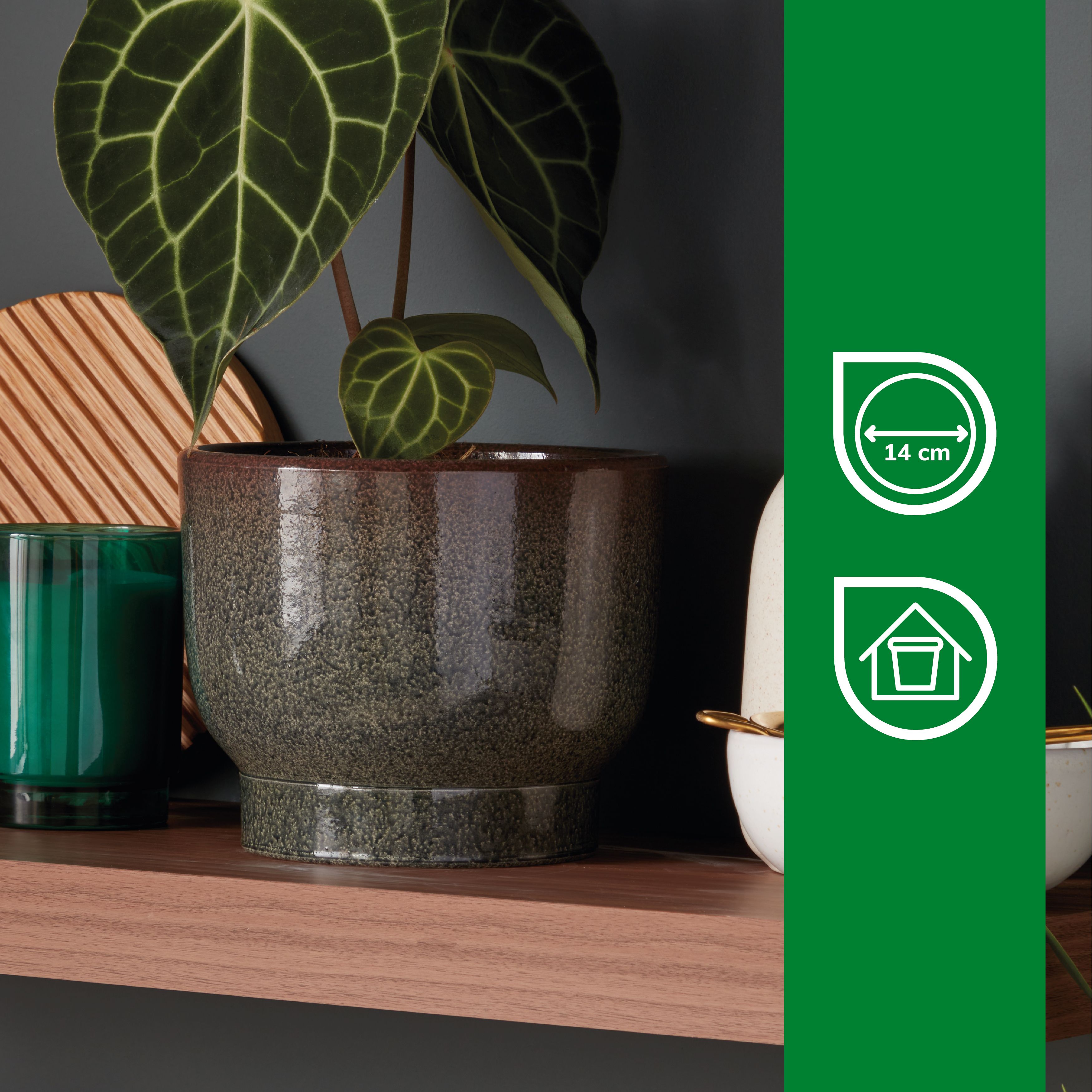 Verve Zen black Clay Plant pot (Dia) 16.5cm, (H)13.5cm