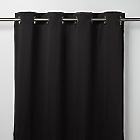 Vestris Black Plain Blackout Eyelet Curtain (W)167cm (L)183cm, Single