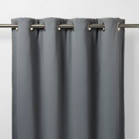 Vestris Dark grey Plain Thermal lined Eyelet Curtain (W)140cm (L)260cm, Single