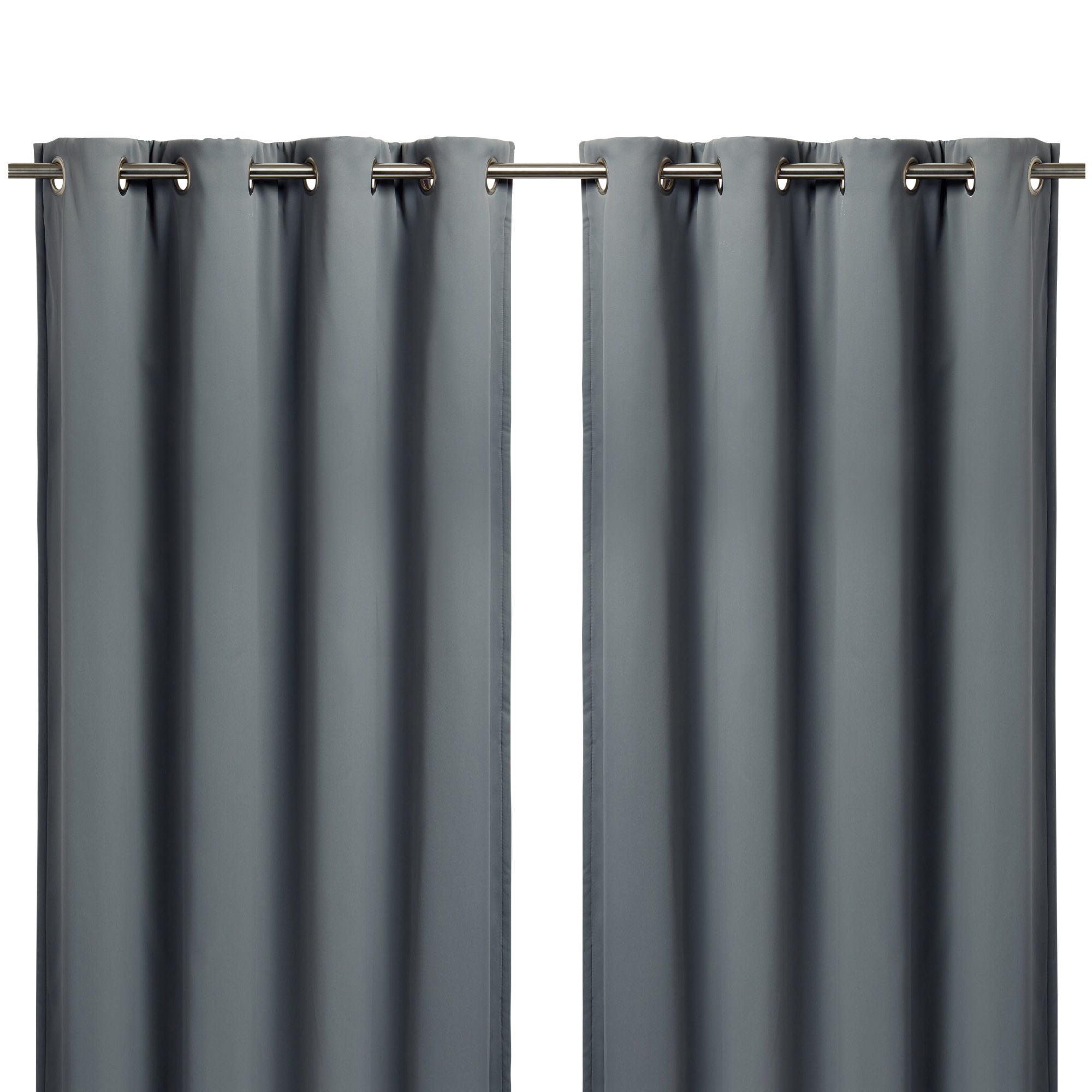 Vestris Grey Plain Blackout & thermal Eyelet Curtain (W)167cm (L)228cm, Pair