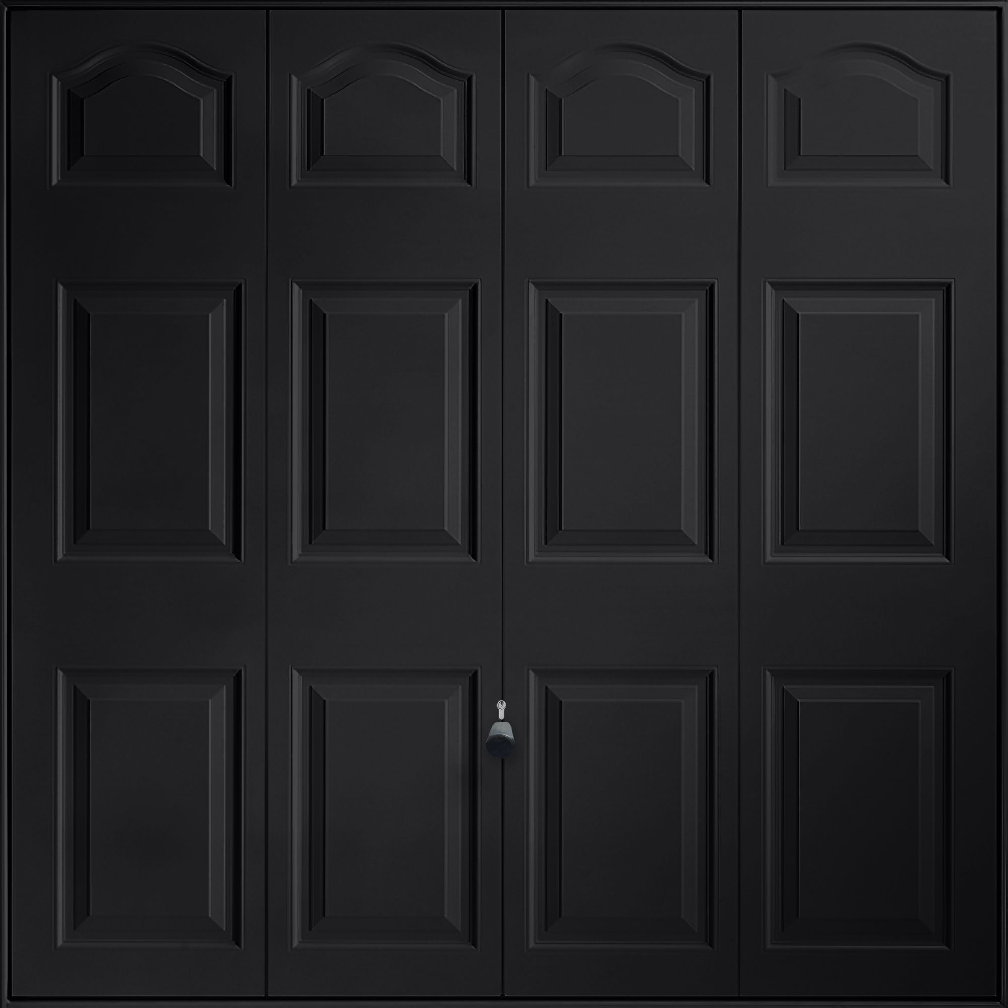 Victorian 12-panelled Up & over Black Retractable Garage door, (H)2194mm (W)2579mm (T)40mm