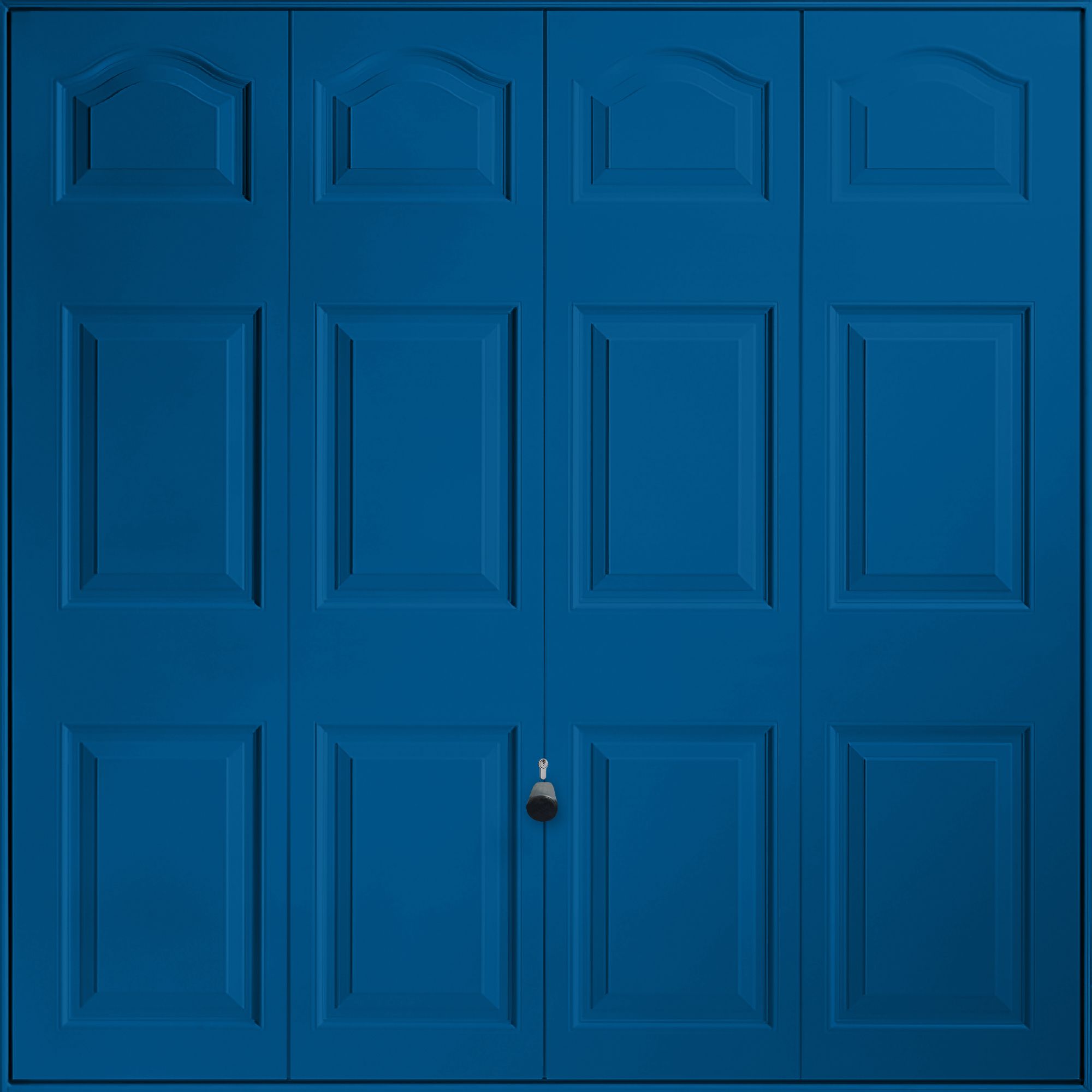 Victorian 12-panelled Up & over Signal blue Canopy Garage door, (H)2194mm (W)2399mm (T)40mm