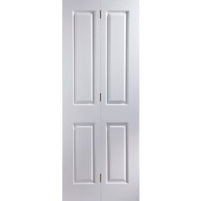 Victorian 4 panel Unglazed White Woodgrain effect Internal Bi-fold Door set, (H)1950mm (W)750mm