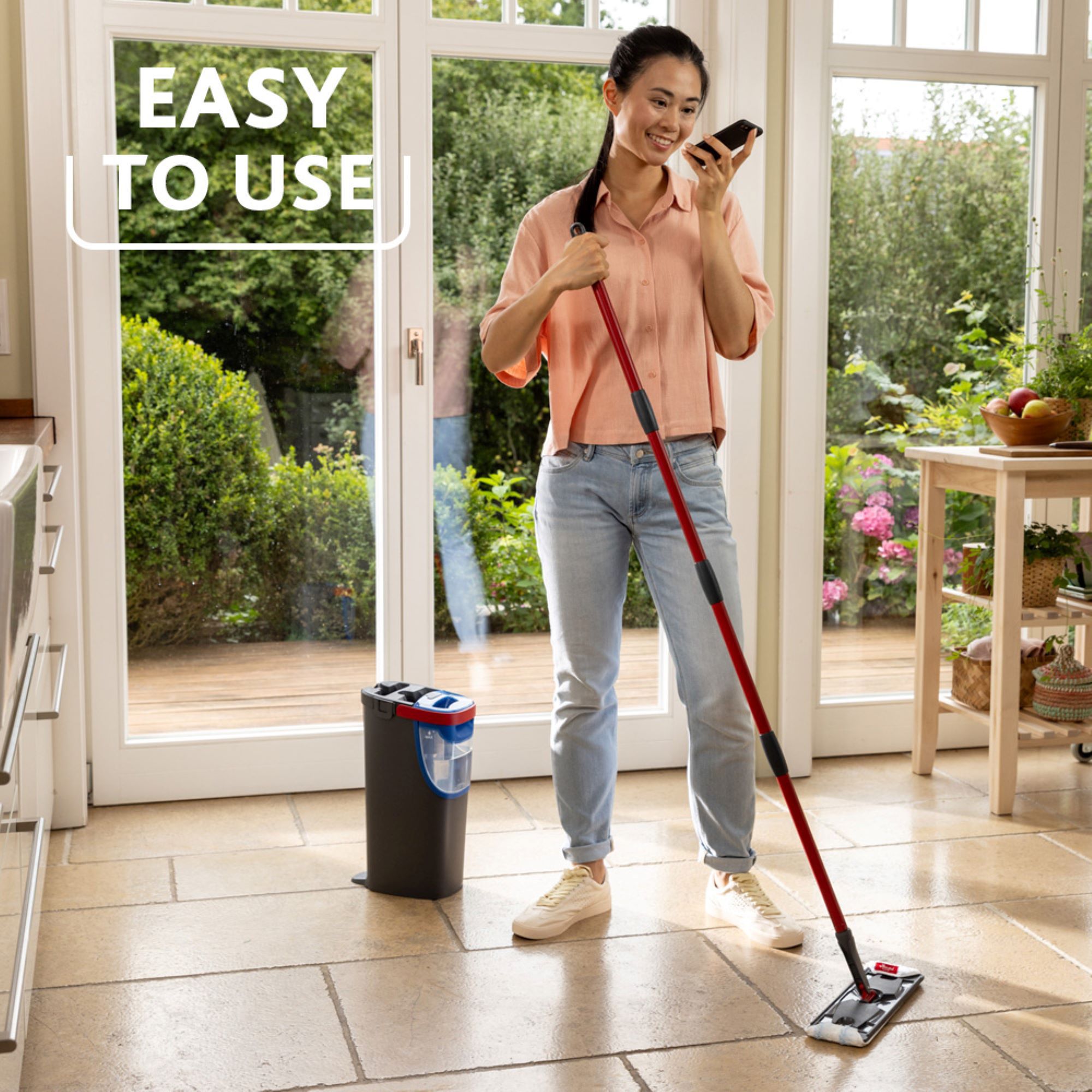 Vileda H2PrO System Blue & Grey Microfibre Hard floor Flat mop