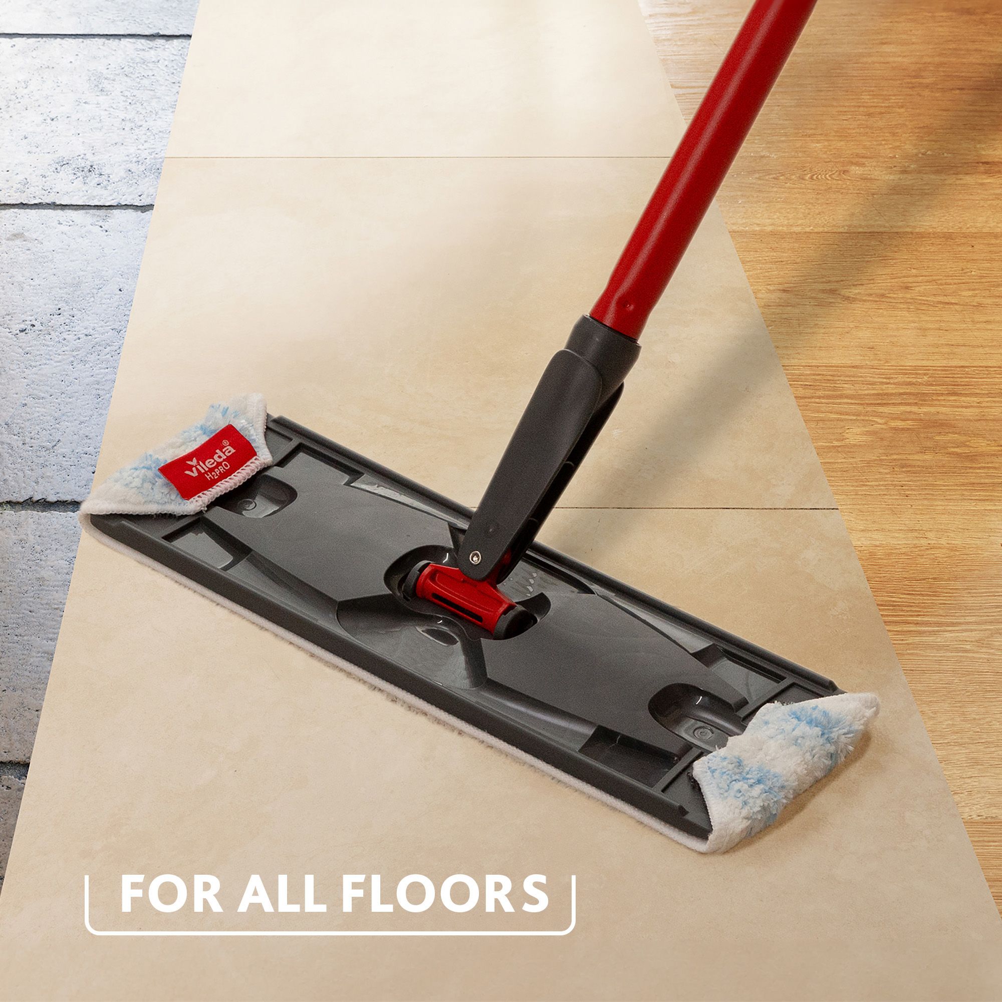 Vileda H2PrO System Blue & Grey Microfibre Hard floor Flat mop
