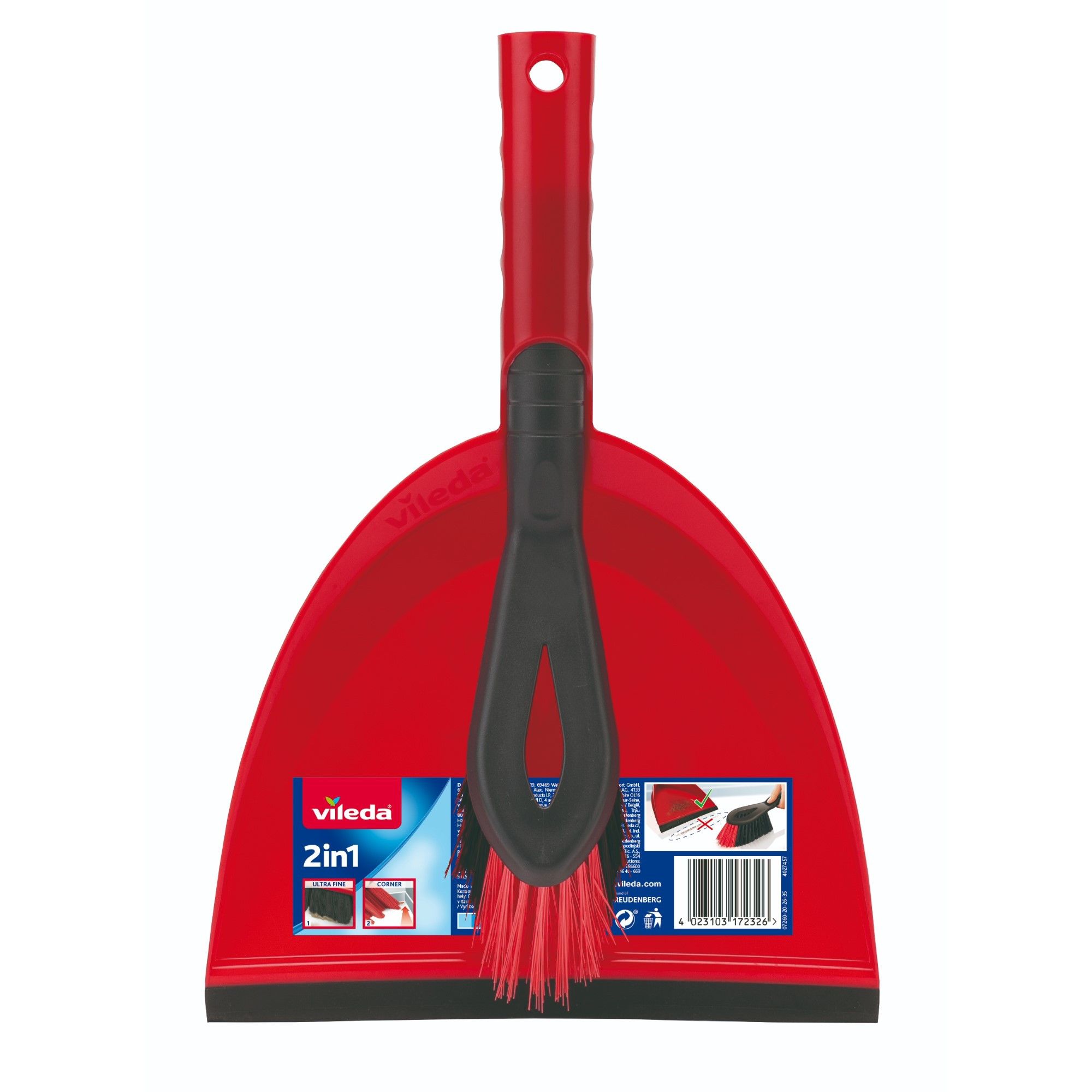 VILEDA RED DUST PAN & BRUSH SET