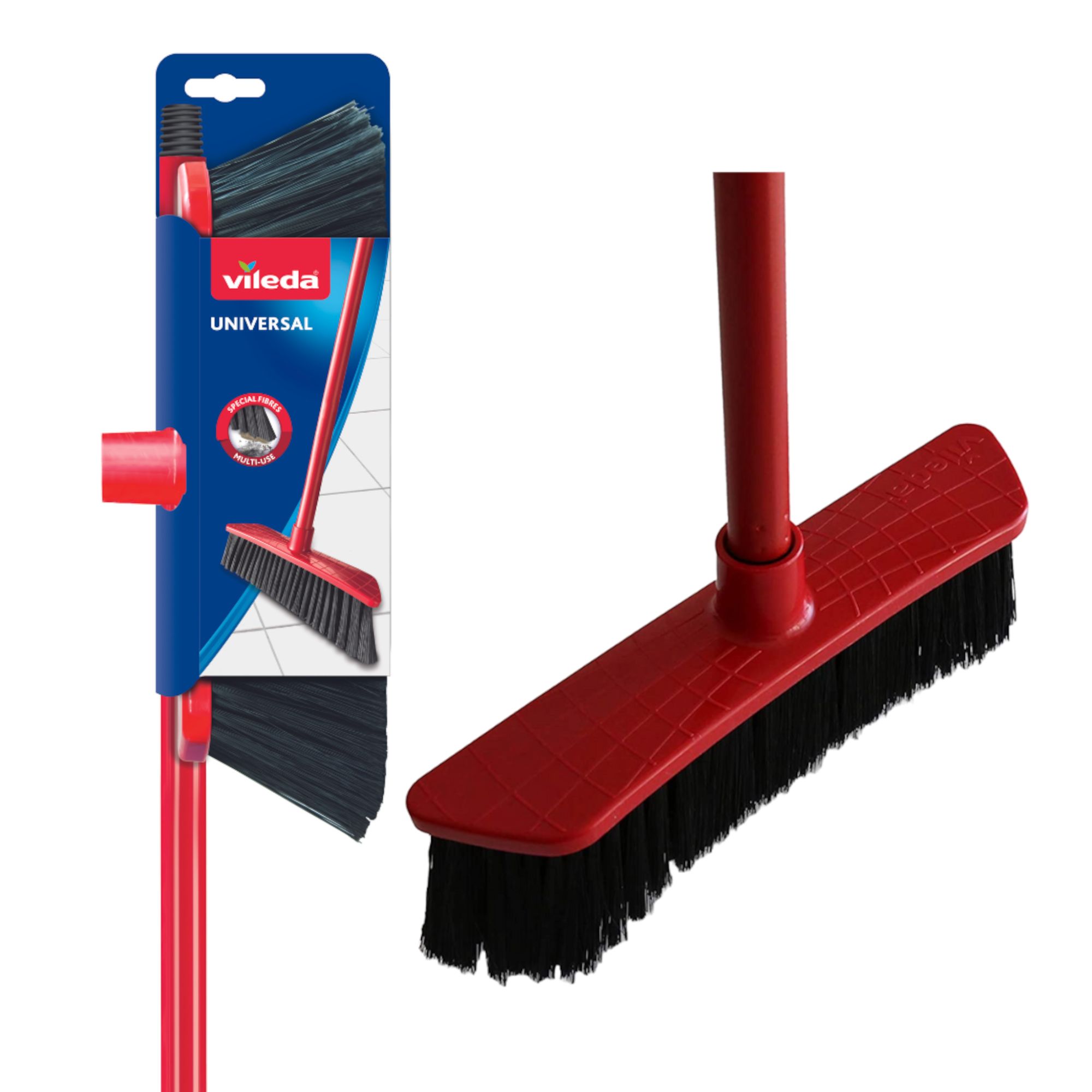 Vileda Universal Straight Soft & stiff Synthetic Indoor Floor Broom, (W)70mm