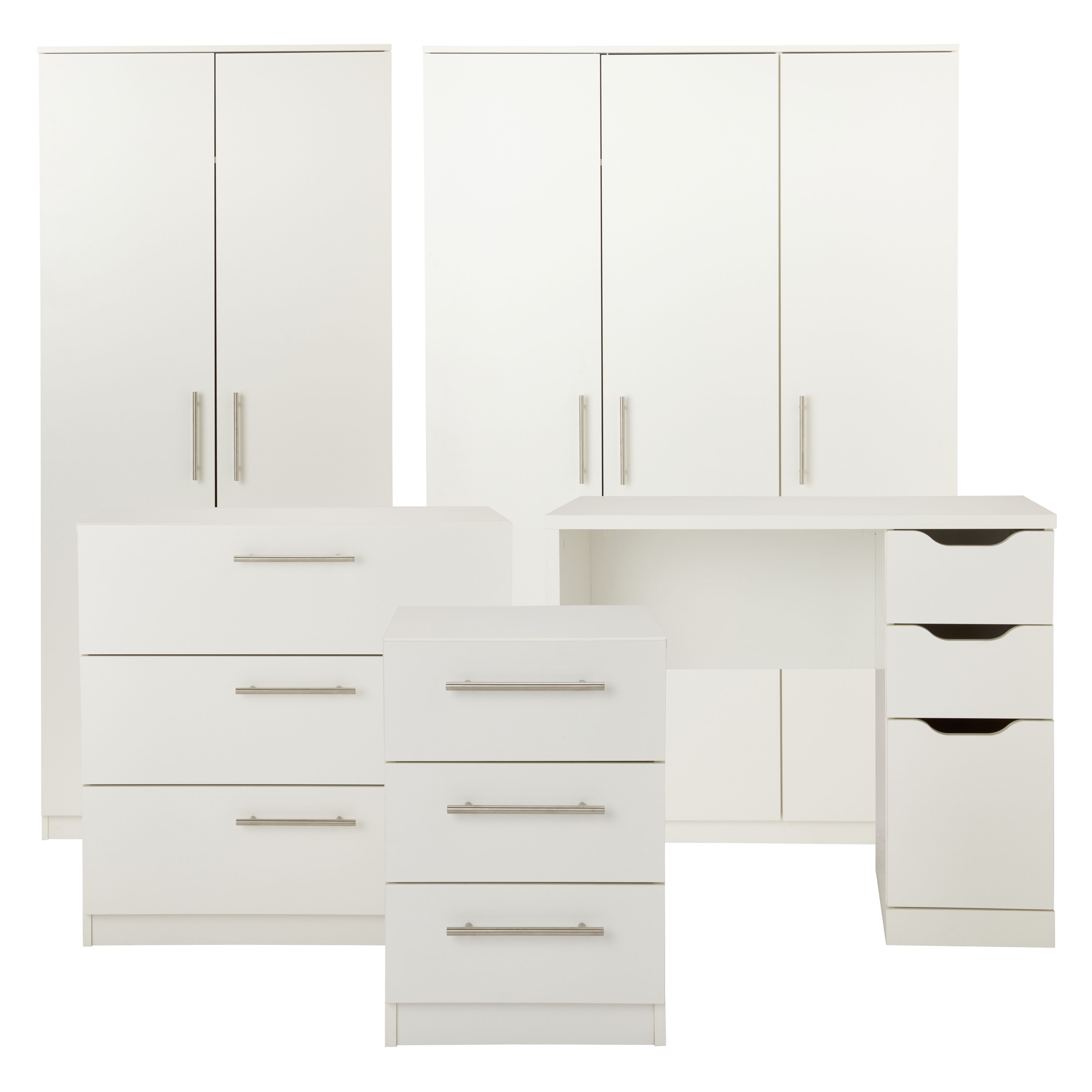 Vinova Matt white 3 Drawer classic Chest of drawers (H)795mm (W)800mm (D)401mm