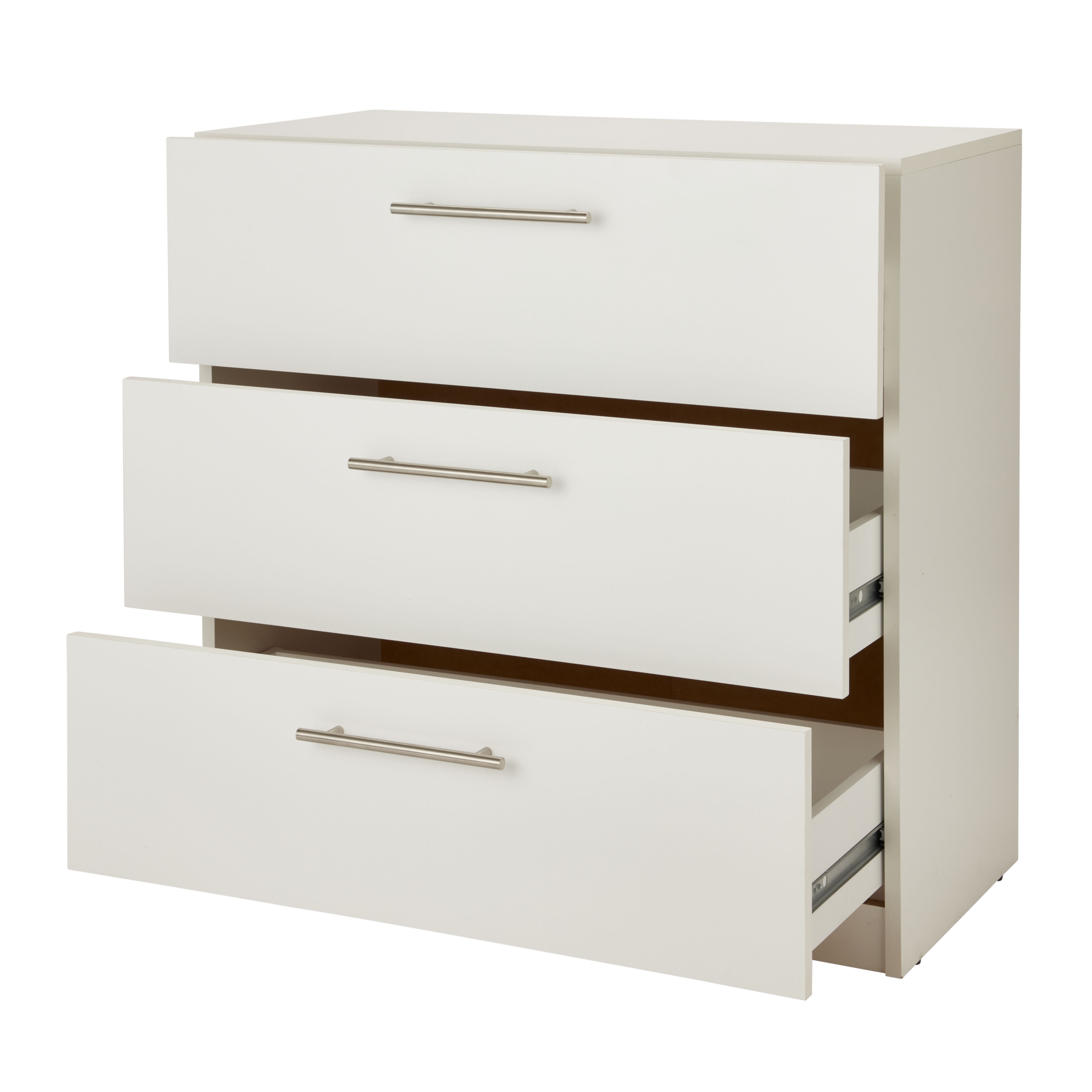 Vinova Matt white 3 Drawer classic Chest of drawers (H)795mm (W)800mm (D)401mm