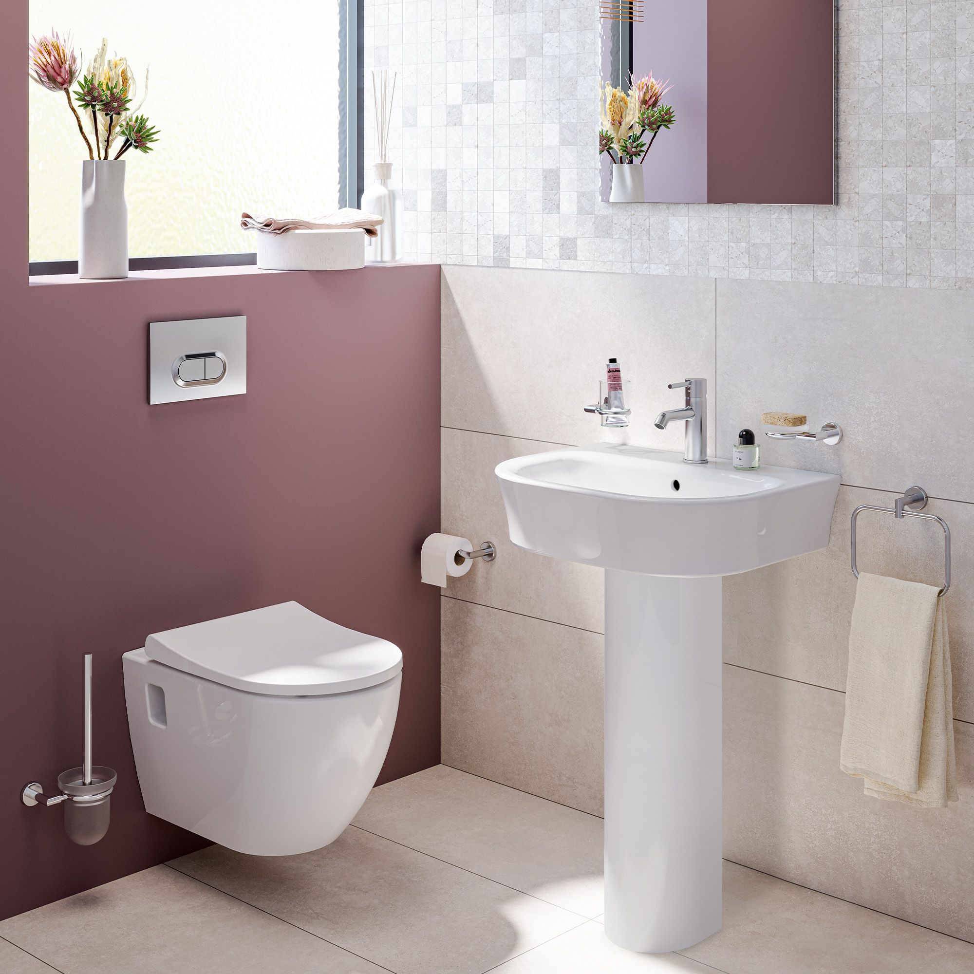 Vitra Koa White Full pedestal Basin (W)55cm