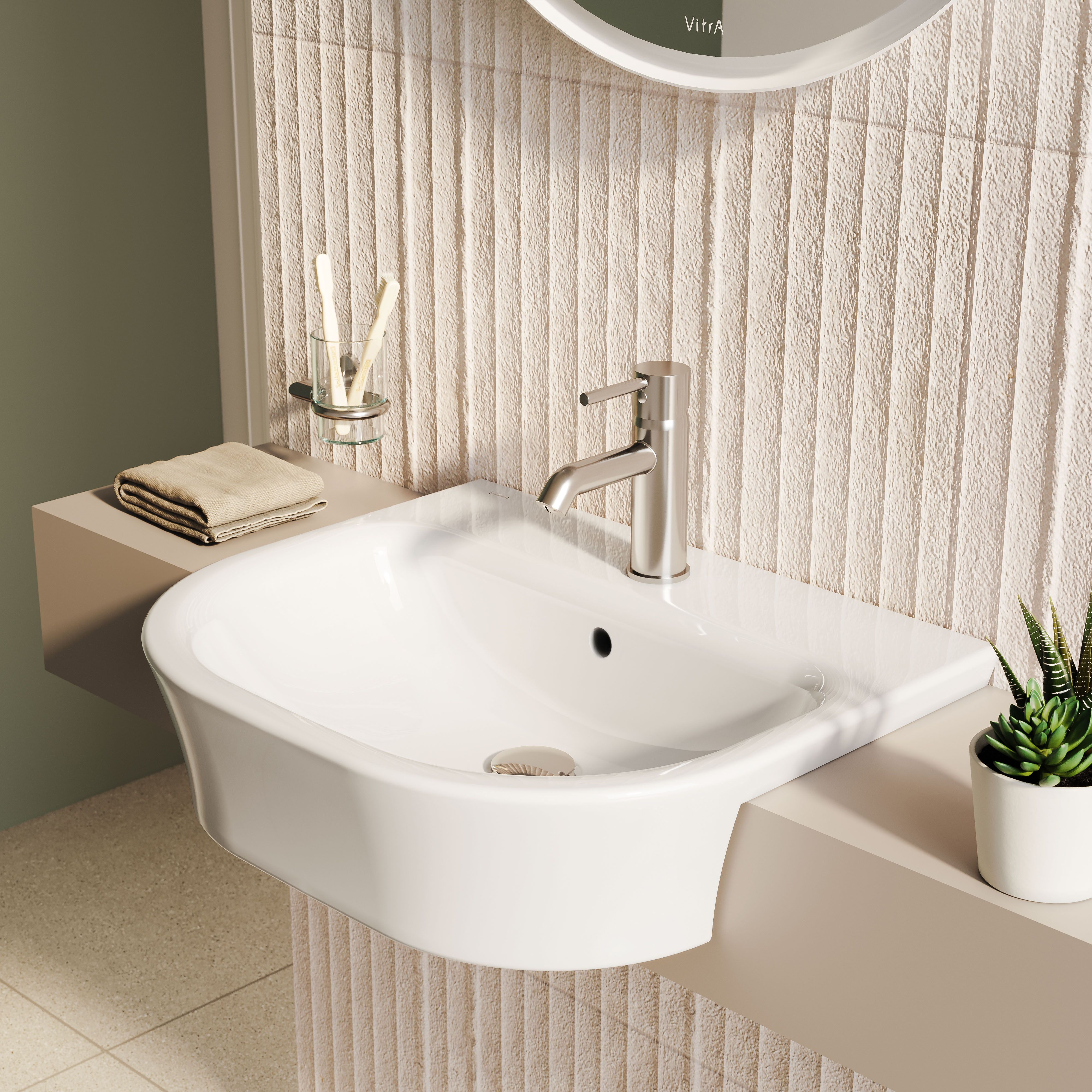 VitrA Koa White Semi-recessed Basin (W)55cm