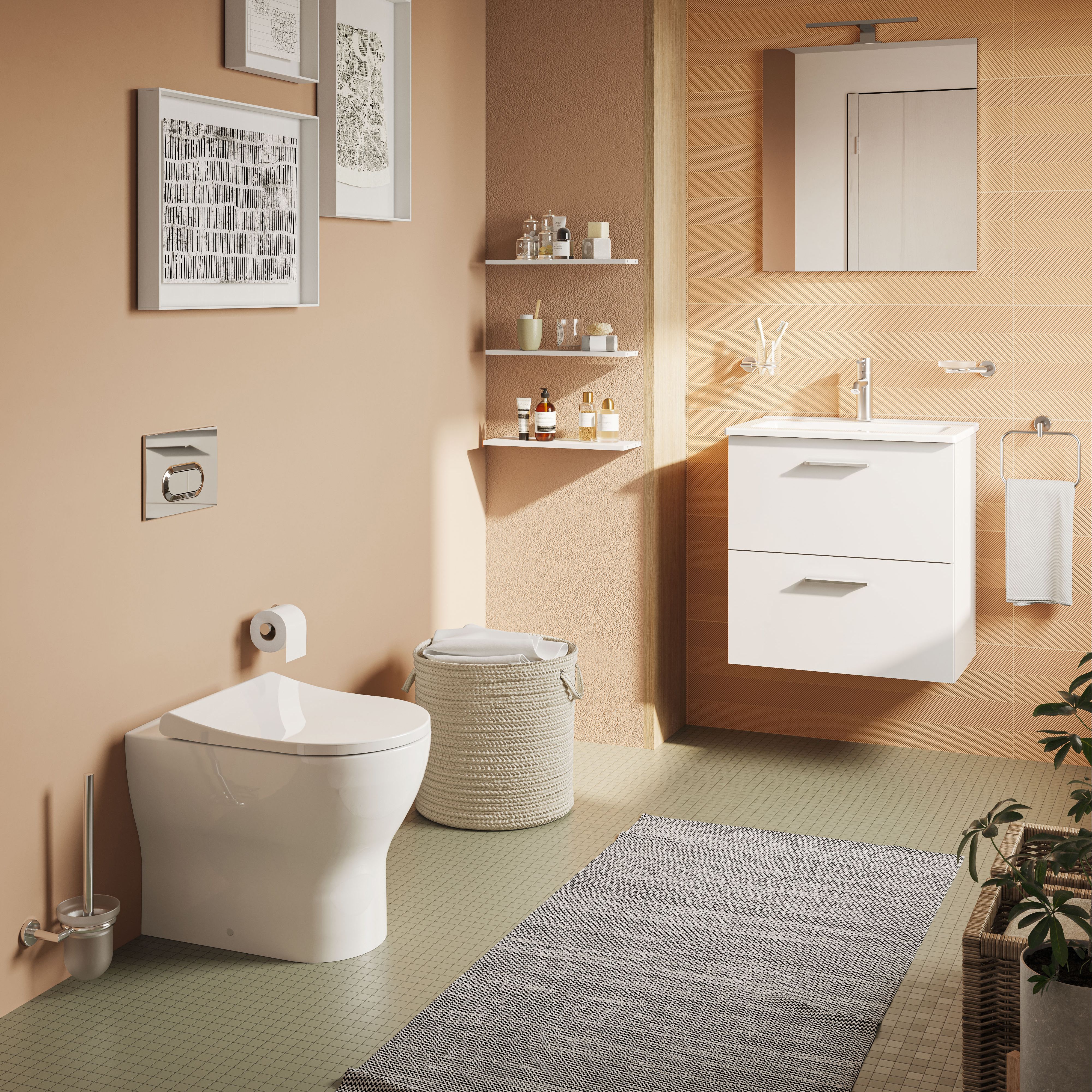 Vitra Koa White Slim Fully skirted Round Toilet set with Soft close seat