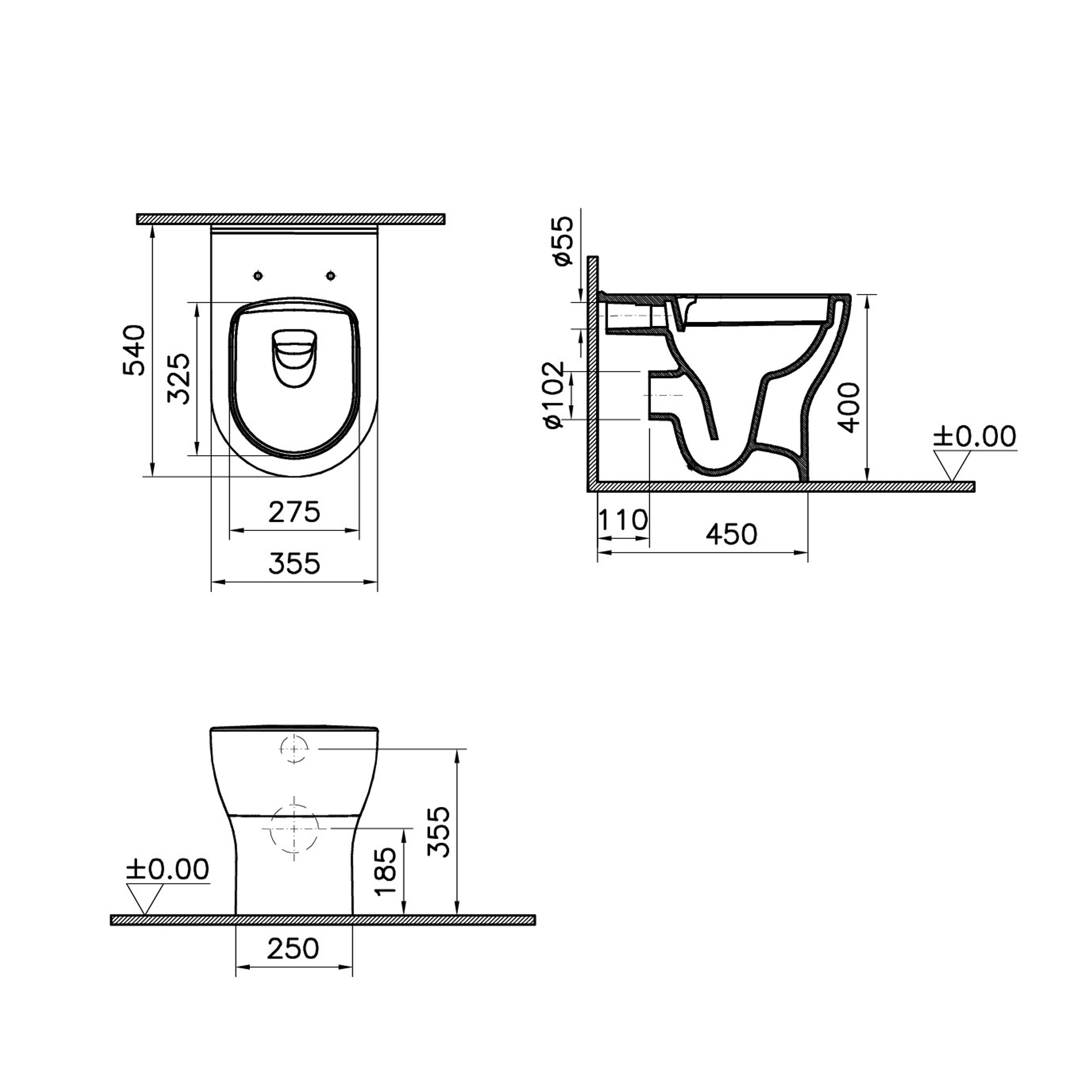 Vitra Koa White Slim Fully skirted Round Toilet set with Soft close seat