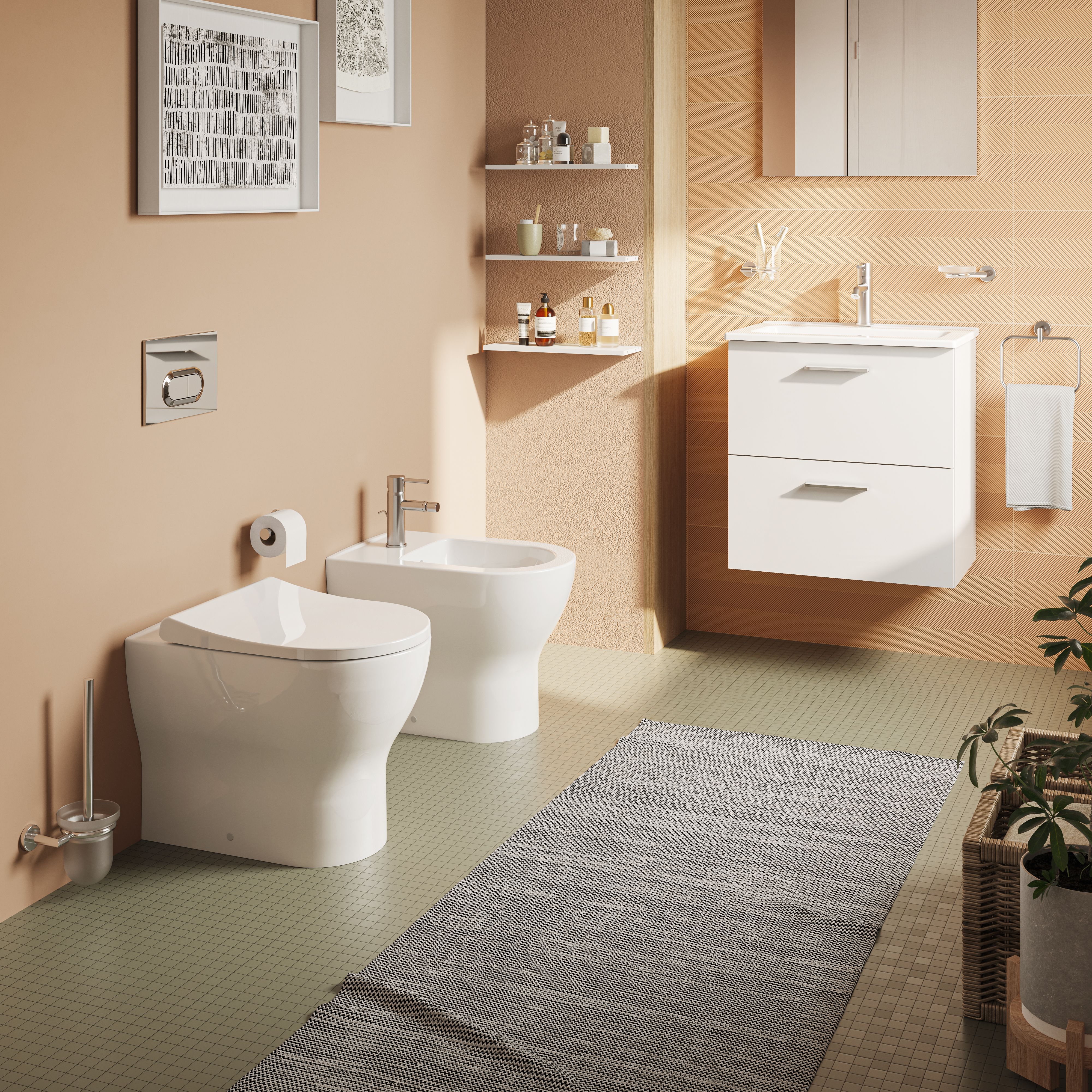 Vitra Koa White Slim Fully skirted Round Toilet set with Soft close seat