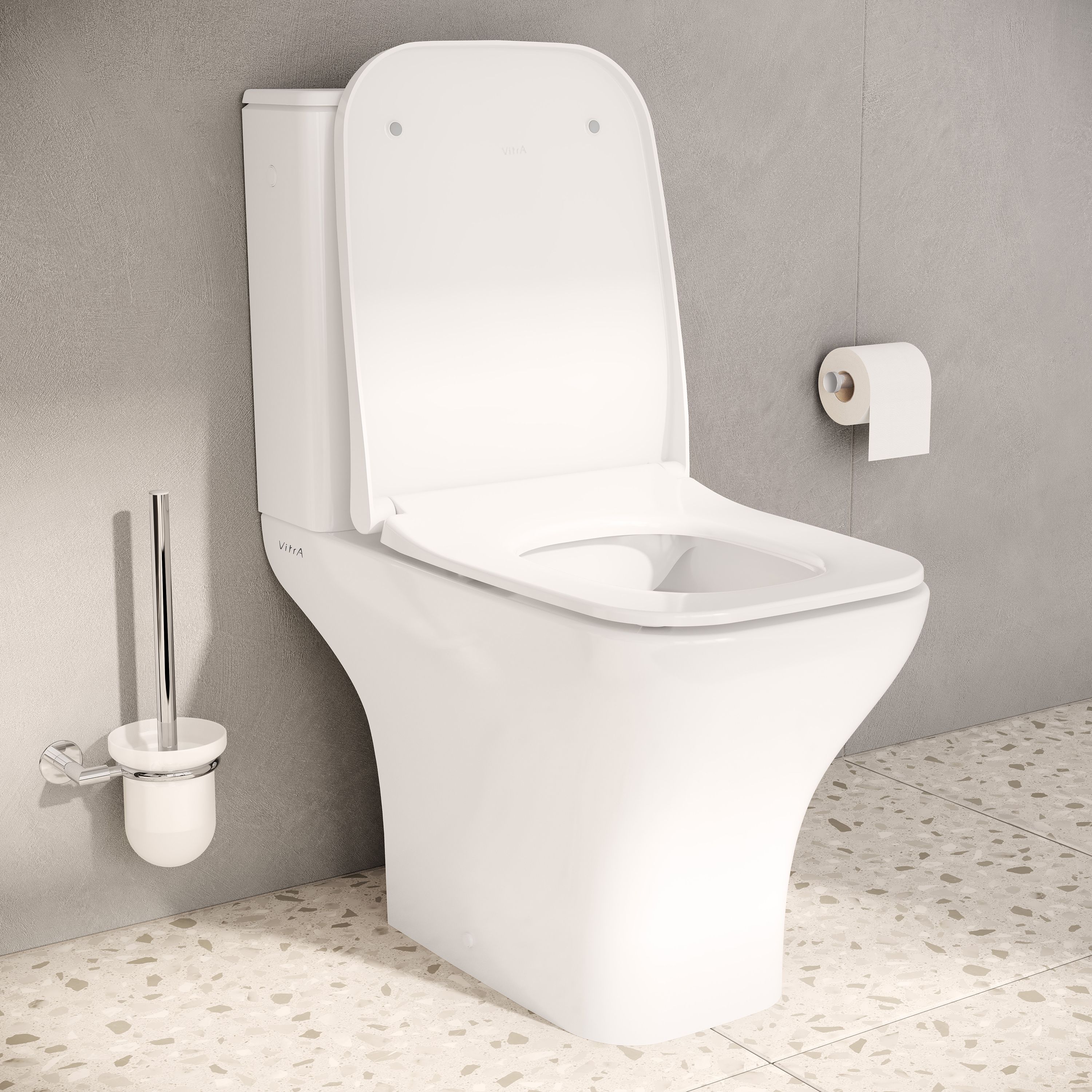 Vitra Koa White Slim Open back close-coupled Square Toilet set with Soft close seat