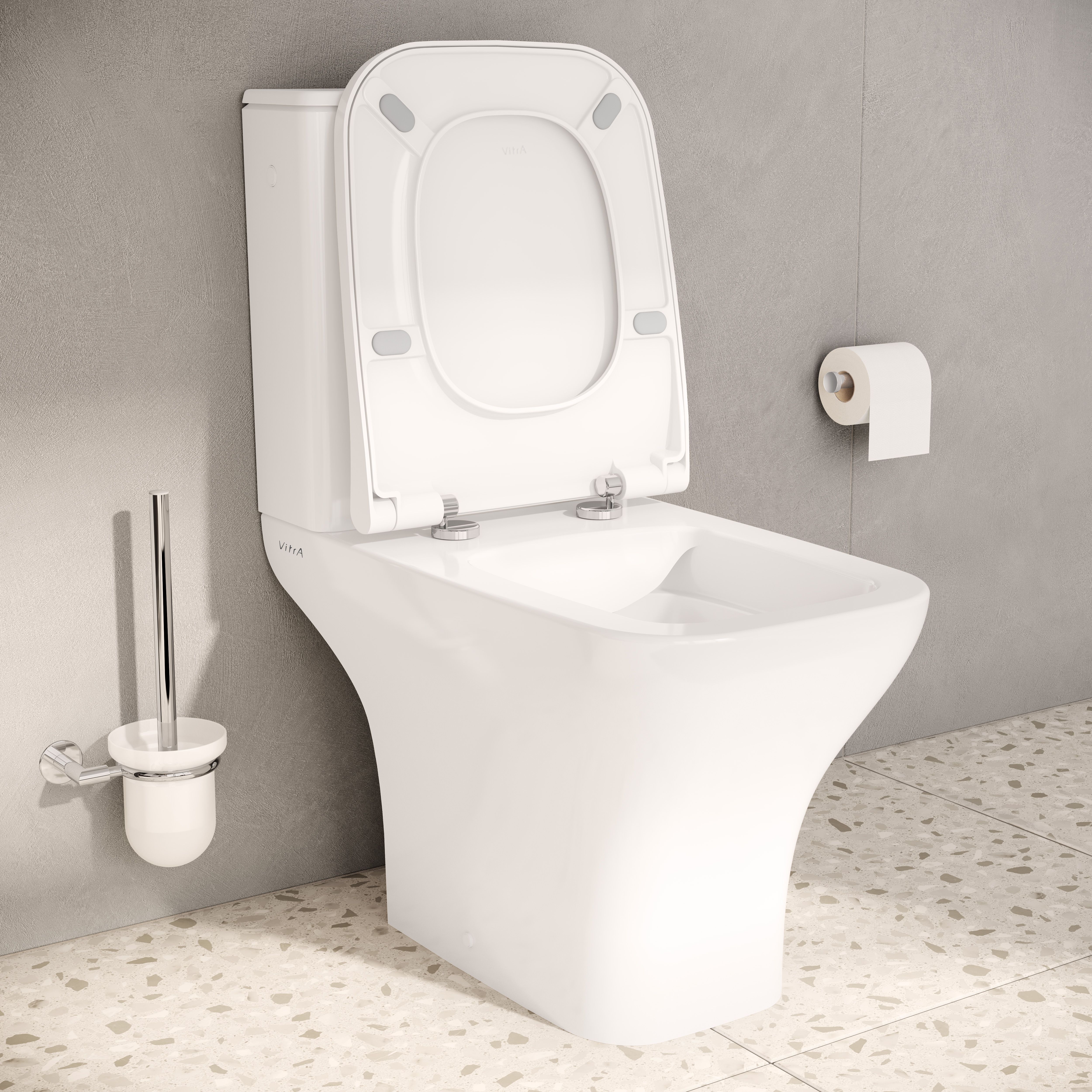 Vitra Koa White Slim Open back close-coupled Square Toilet set with Soft close seat