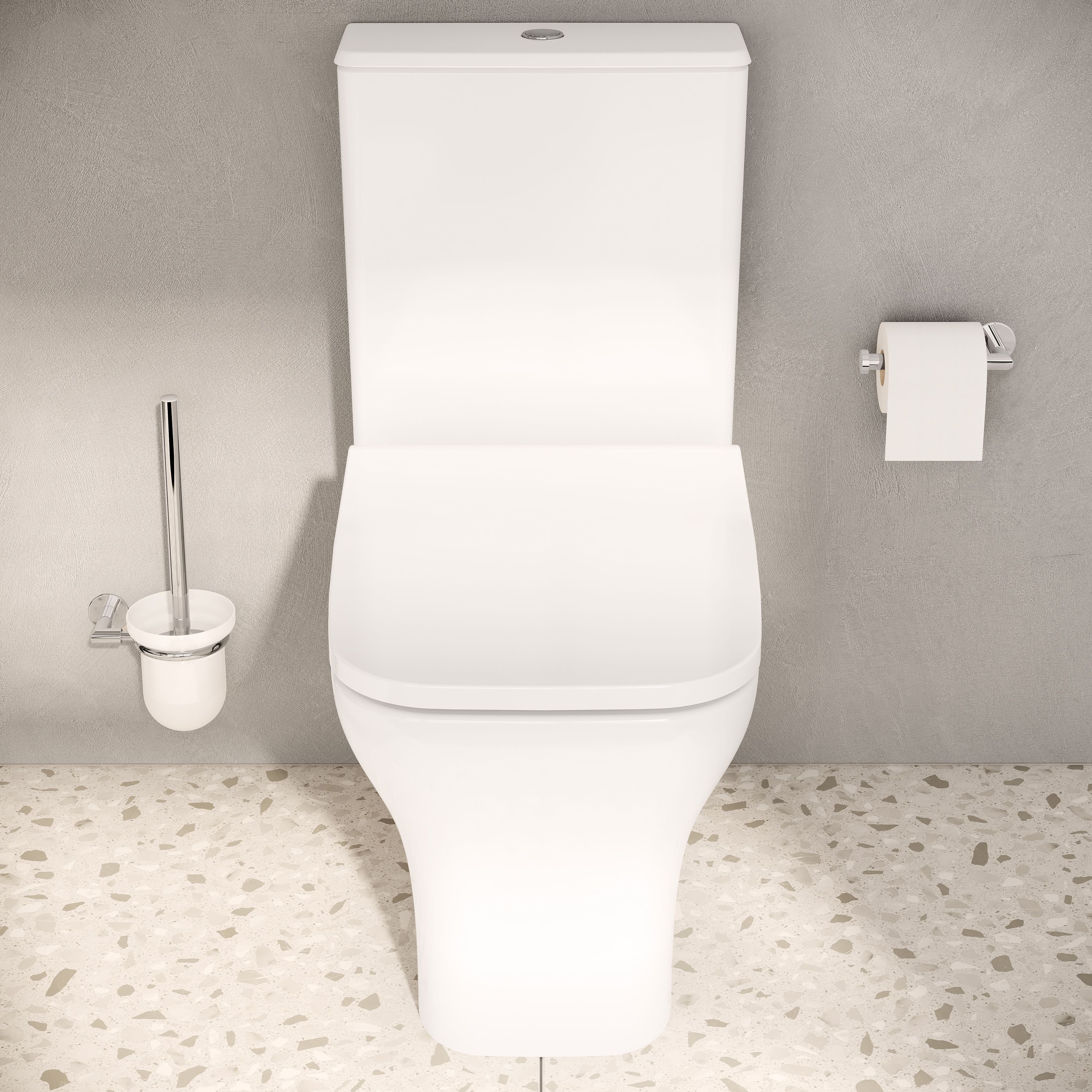 Vitra Koa White Slim Open back close-coupled Square Toilet set with Soft close seat
