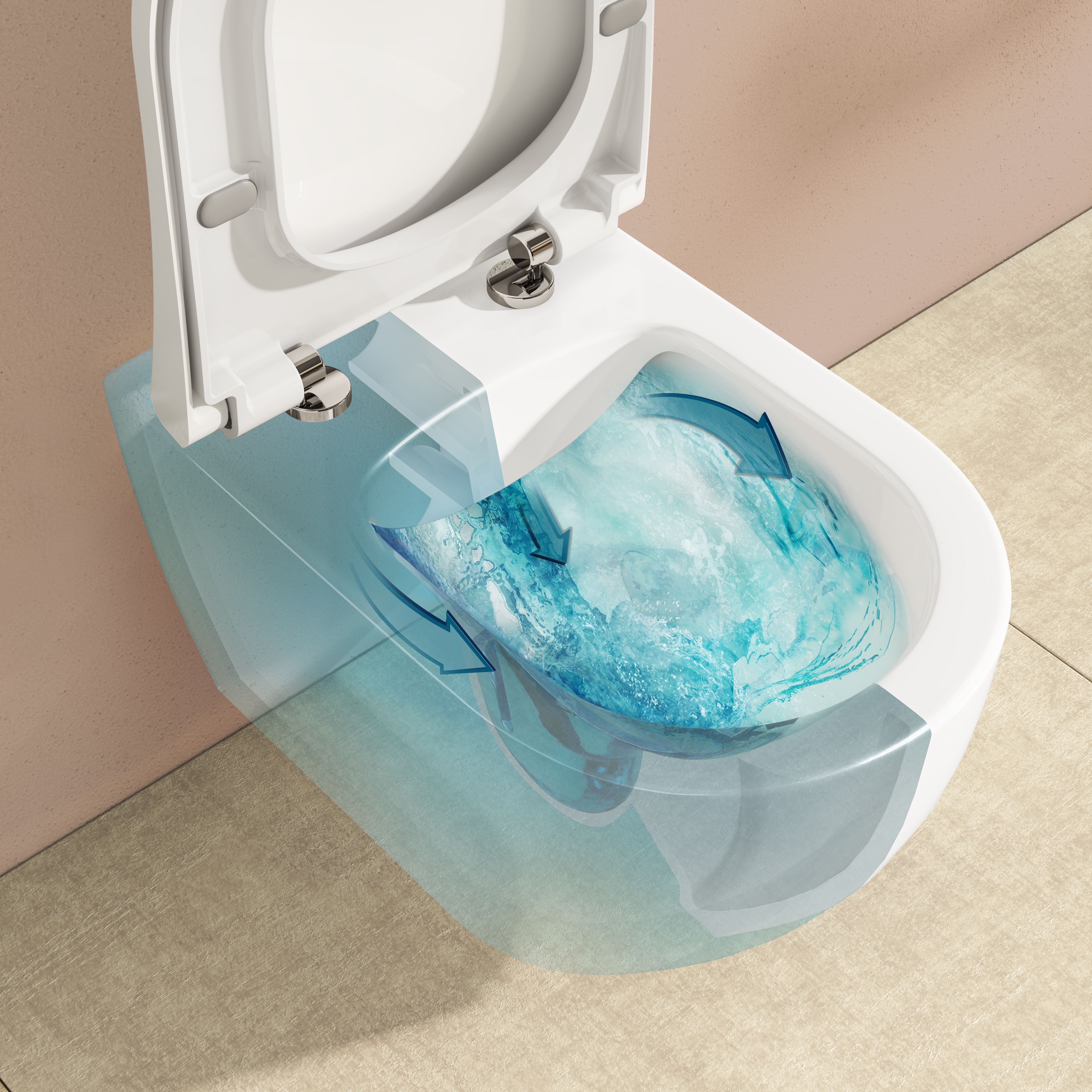 Vitra Koa White Slim Wall hung Round Toilet set with Soft close seat & frame