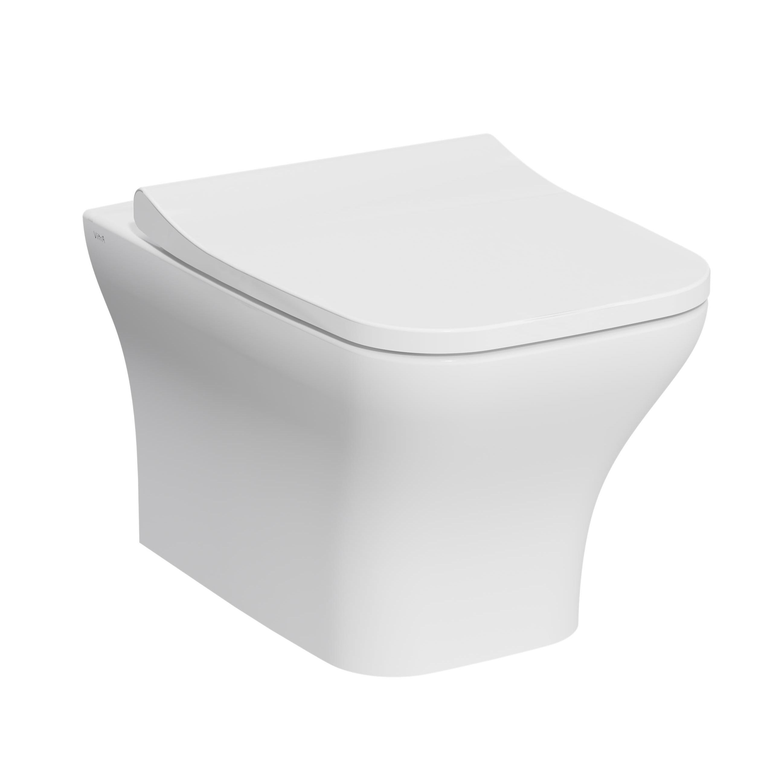 Vitra Koa White Slim Wall hung Square Toilet set with Soft close seat & frame