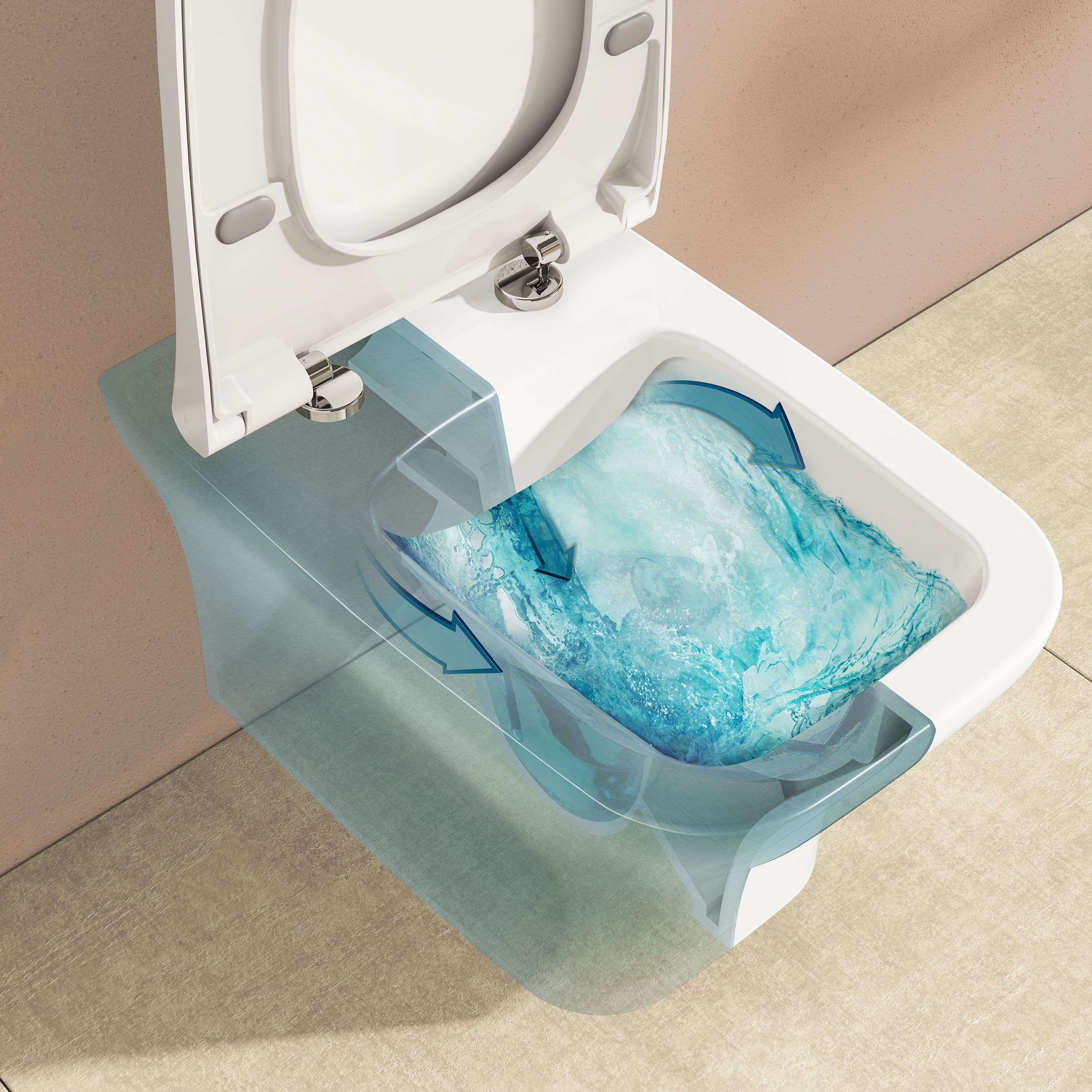 Vitra Koa White Slim Wall hung Square Toilet set with Soft close seat
