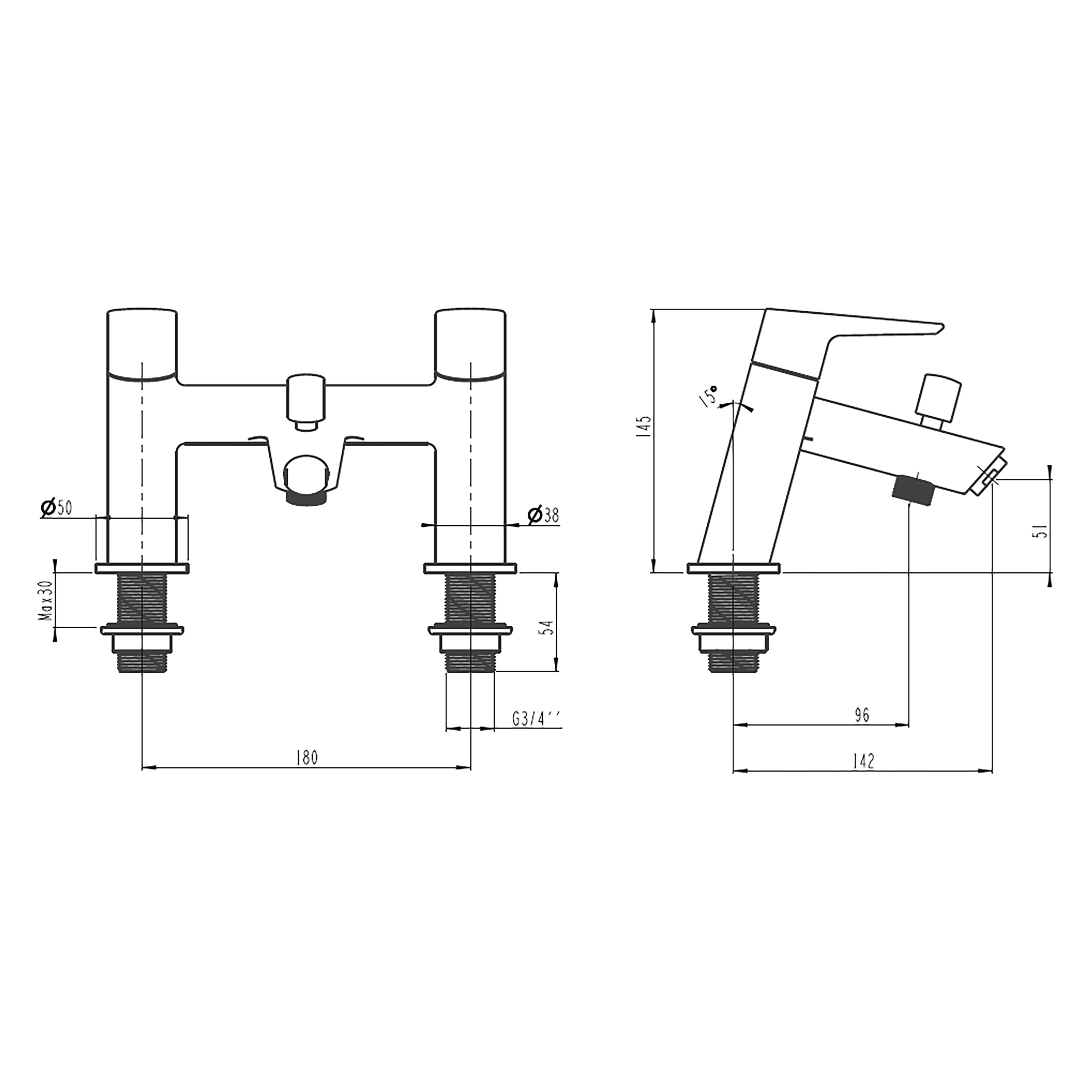 VitrA Solid S Chrome effect Ceramic Double Filler Tap