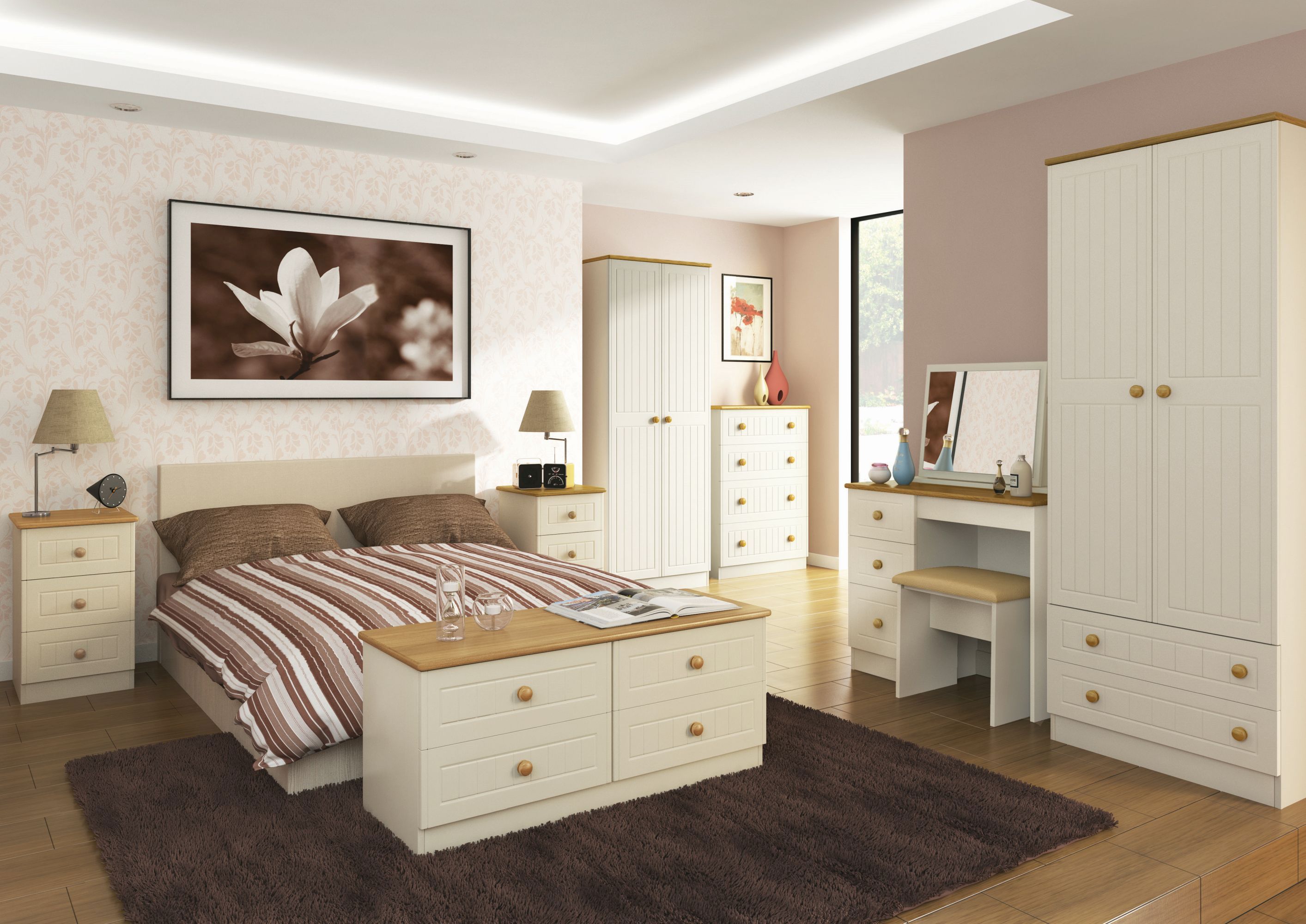 Vittoria Cream Oak effect Rectangular Wall-mounted Framed Mirror, (H)50.5cm (W)48cm