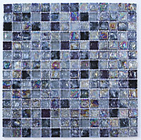 Vodka Purple Glass & marble Mosaic tile, (L)300mm (W)300mm