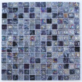 Vodka Purple Glass & marble Mosaic tile, (L)300mm (W)300mm