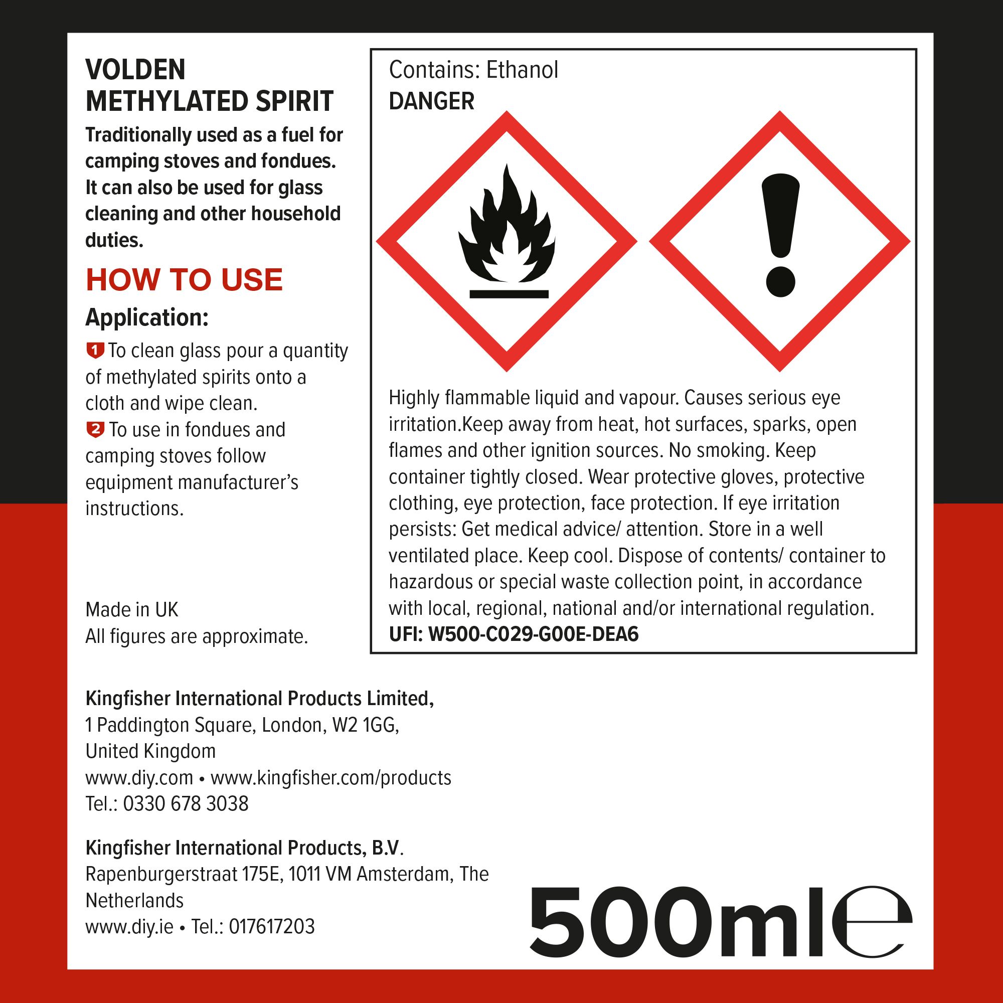 Volden Cleaning Methylated spirit, 500ml