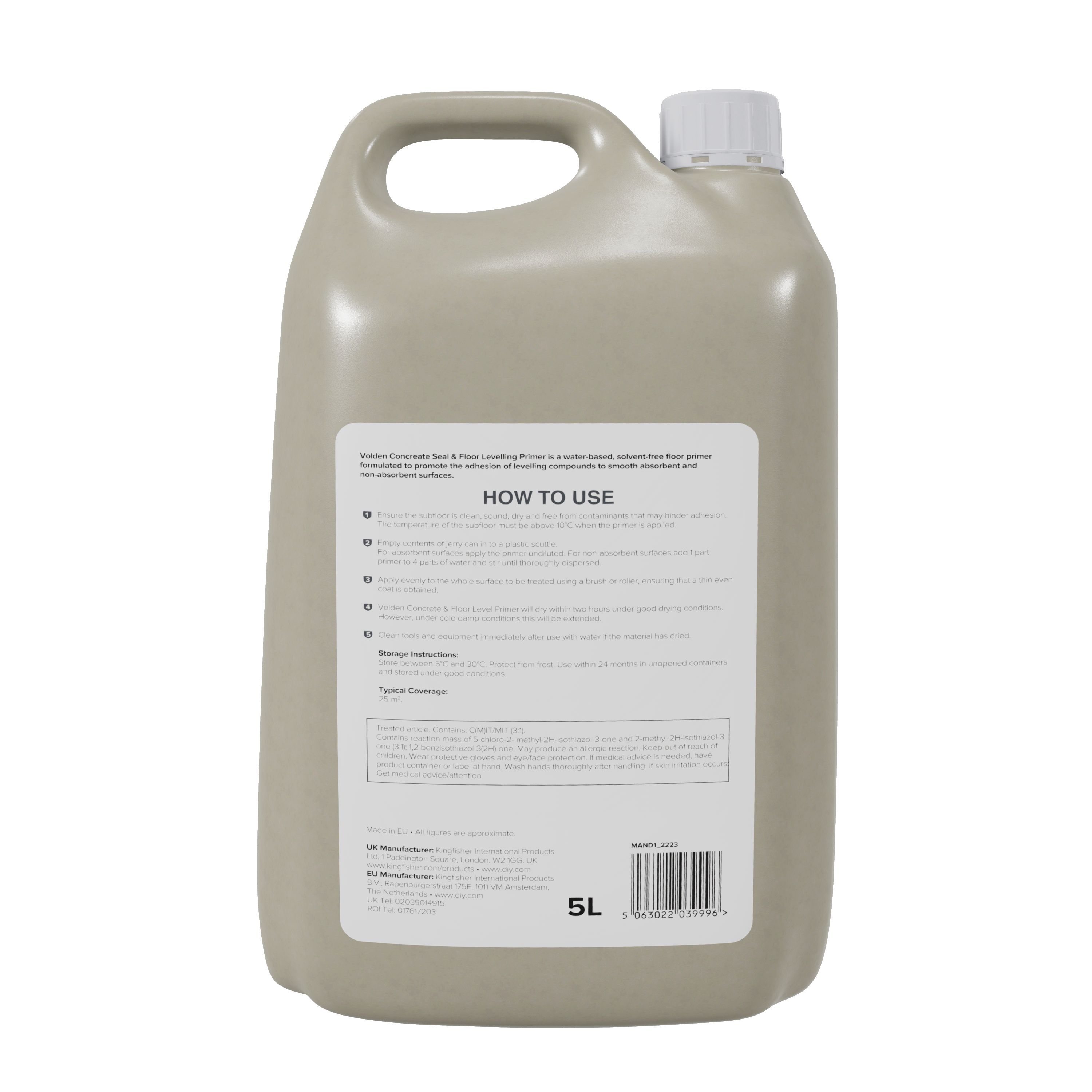 Volden Concrete seal & floor levelling White Universal primer, 5L, 5kg Jerry can