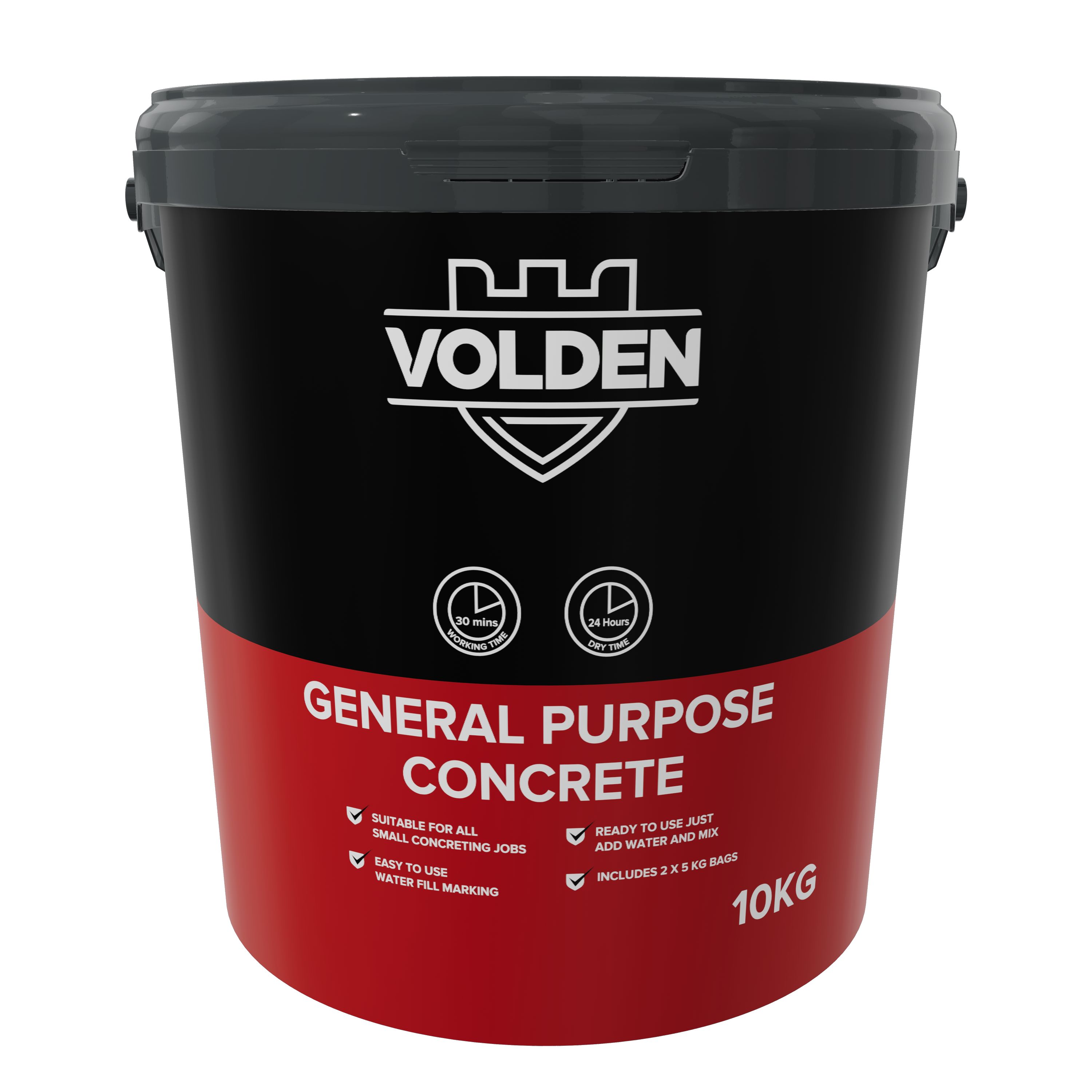 Volden General Purpose Concrete, 10kg Tub - Requires mixing before use