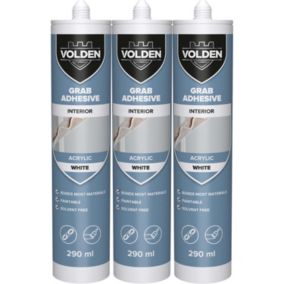 Volden Not water resistant Solvent-free White Grab adhesive 870ml 1.33kg, Pack of 3
