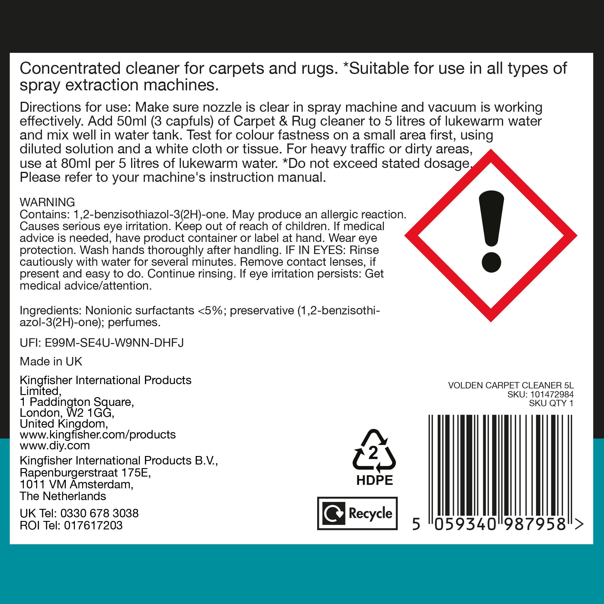 Volden Ocean Fresh Carpet & upholstery shampoo, 5L
